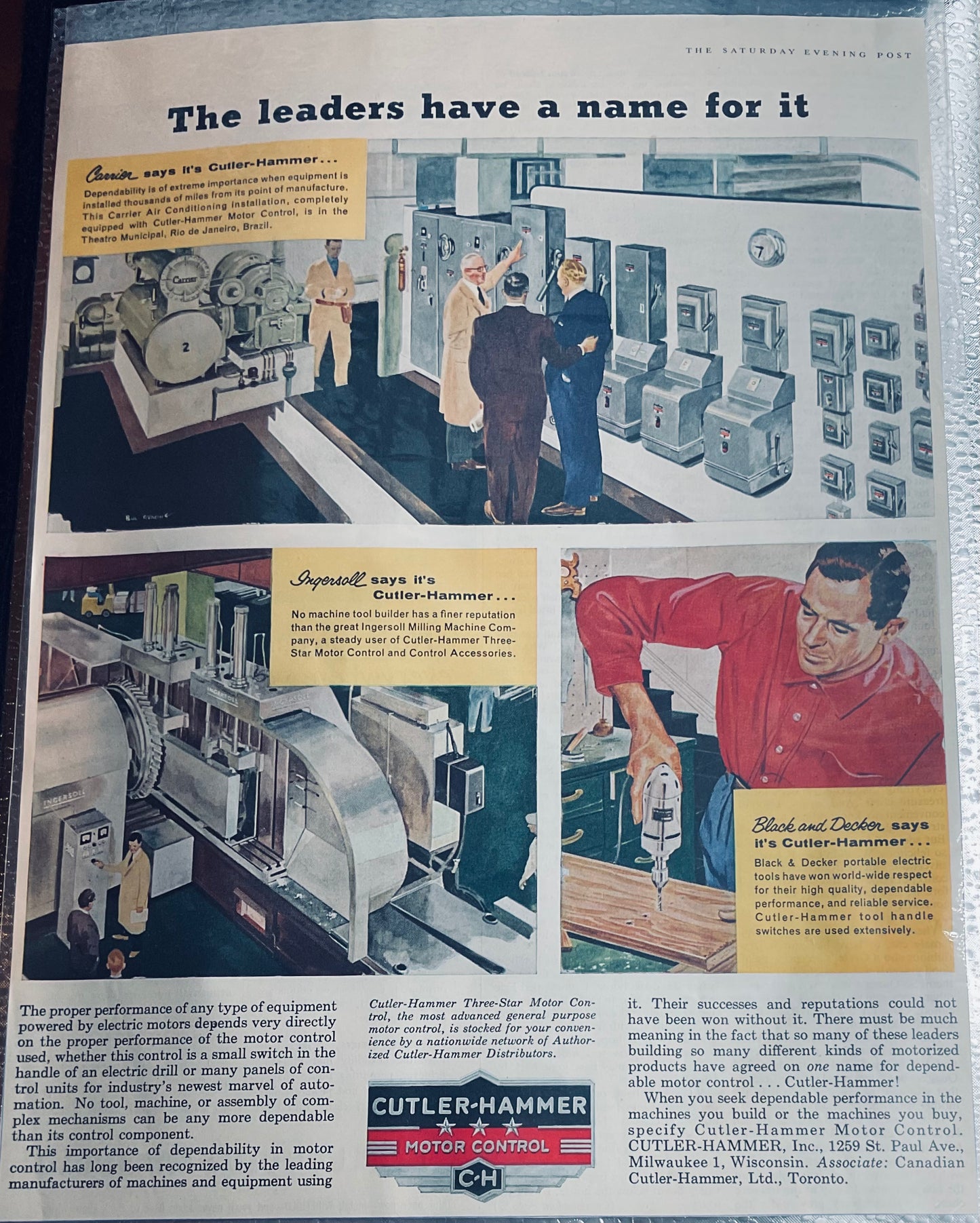 1957 Colorful Cutler-Hammer Magazine Ad Ready for Framing #1726