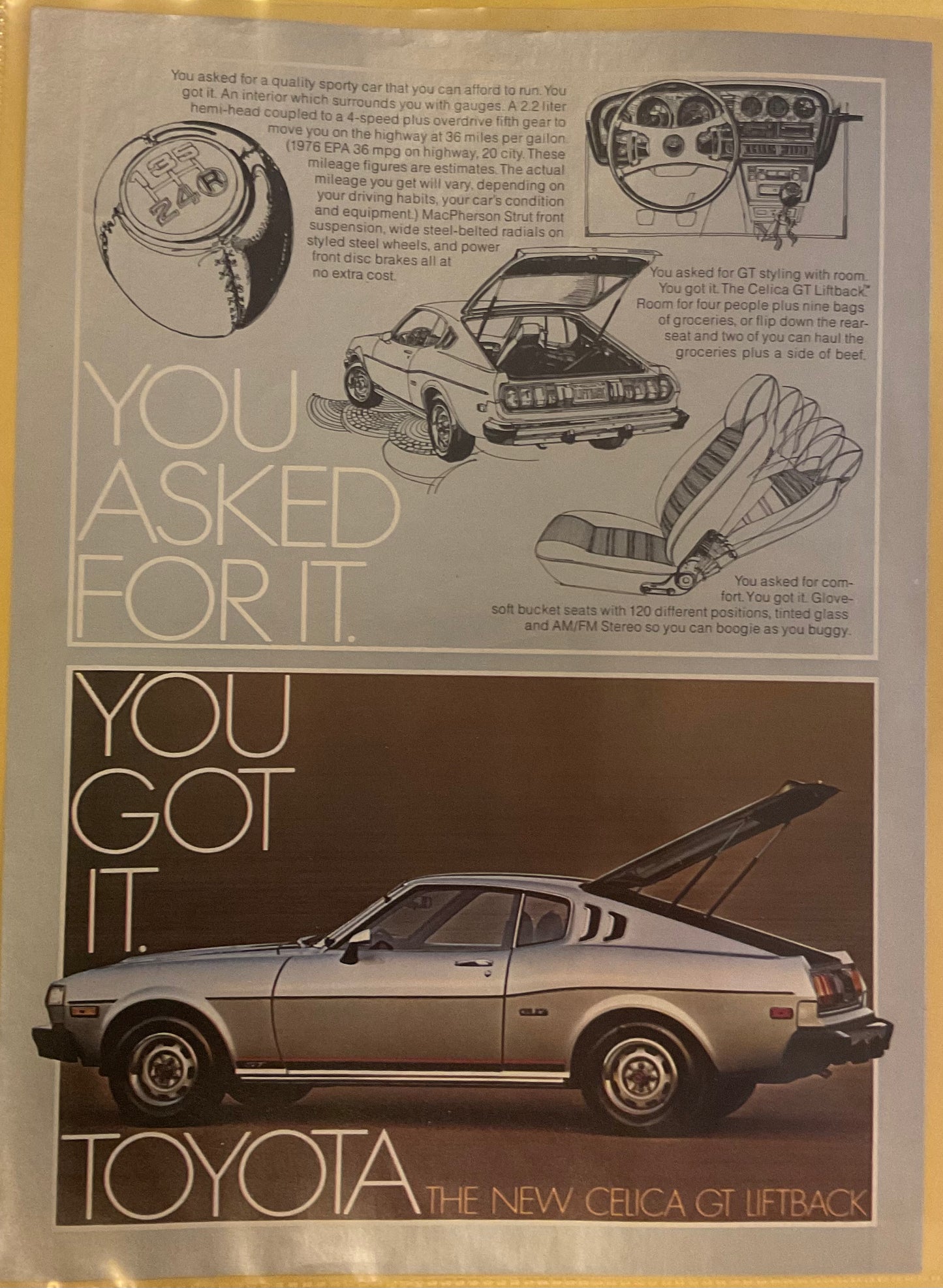 1976 Toyota Celica Liftback Magazine Ad #A269-1-2