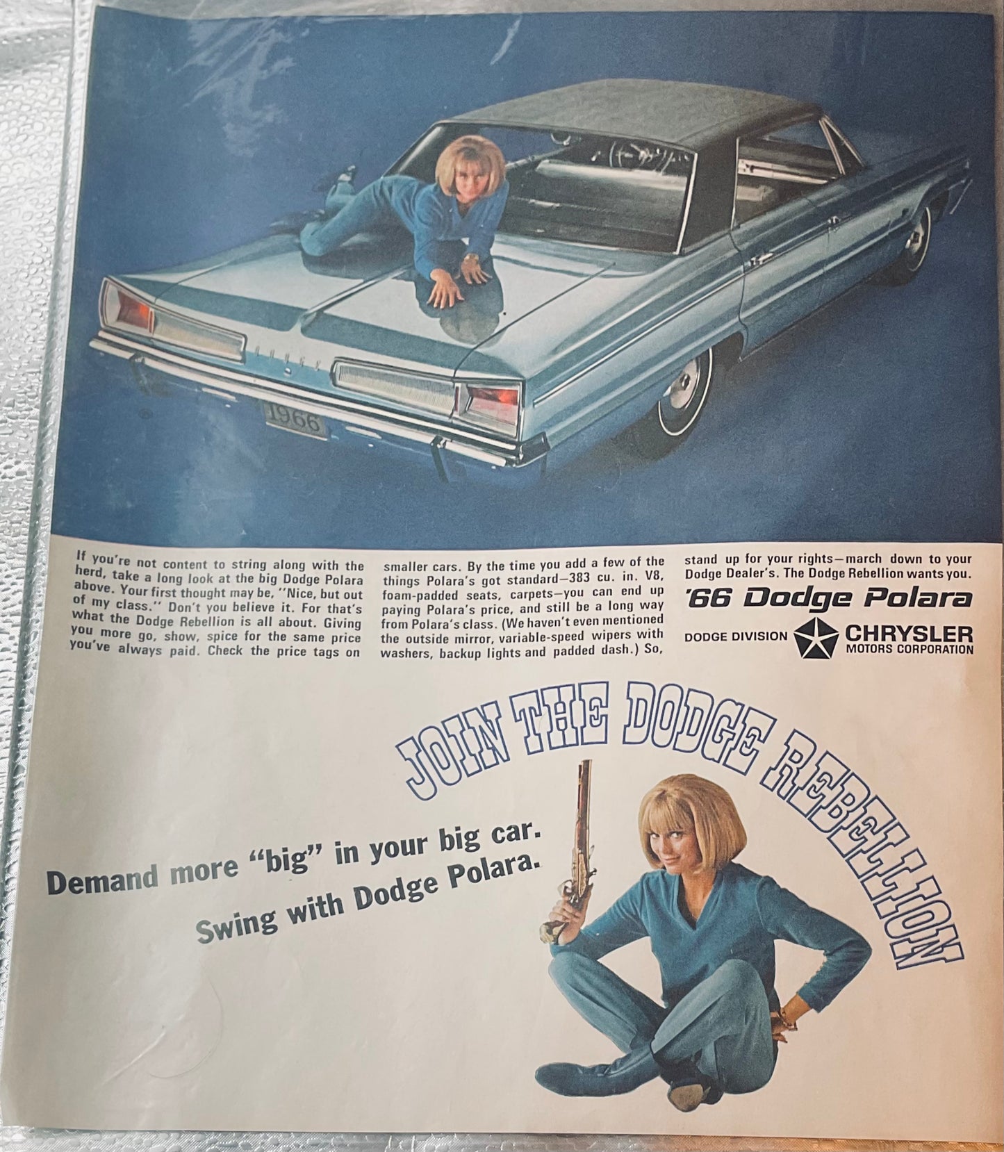 1966 Blue Dodge Polara Magazine Ad #75-1