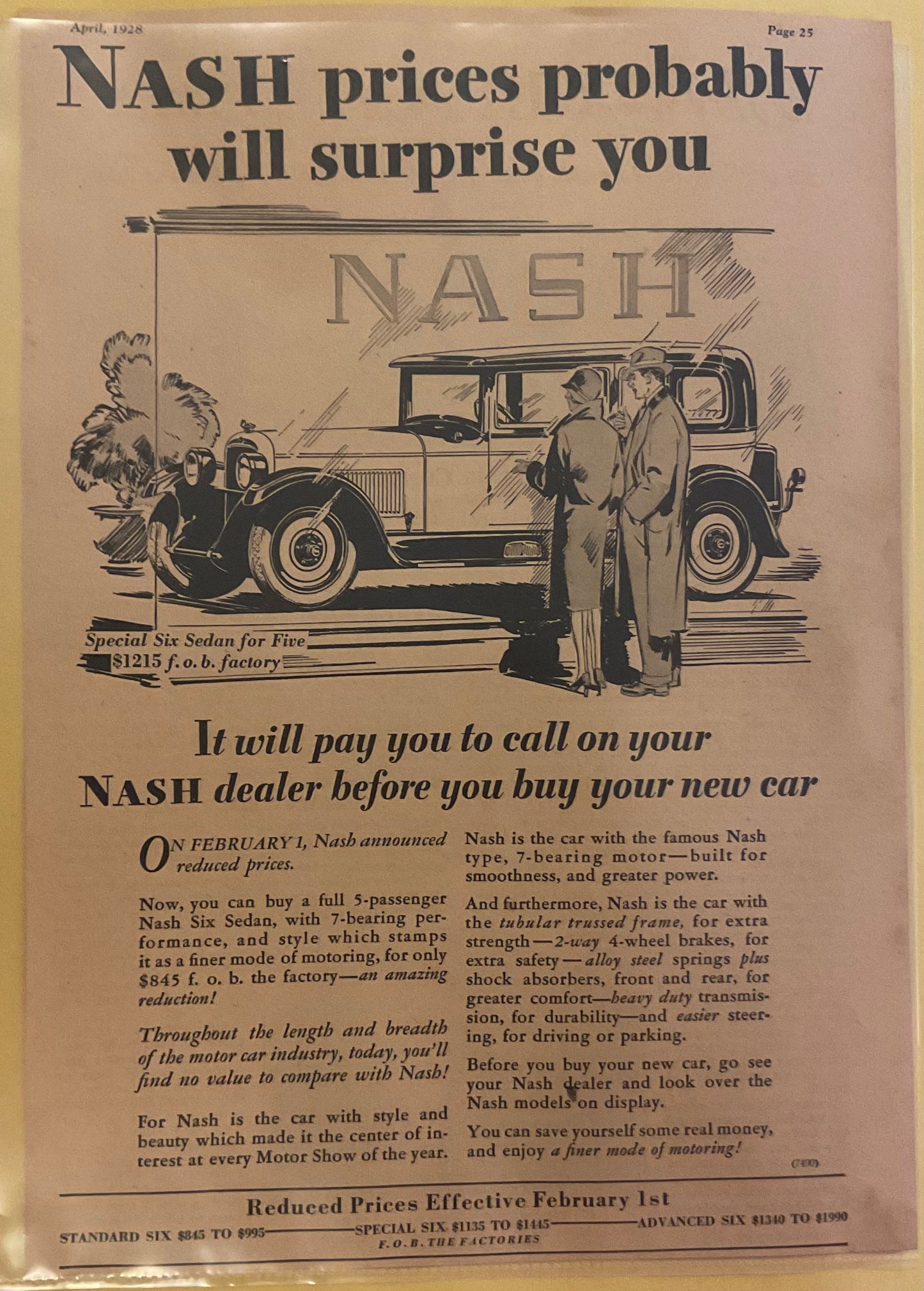 1927 - 1928 Lot of (4) Vintage Nash Automobile Ads #A176-1-2-3-4
