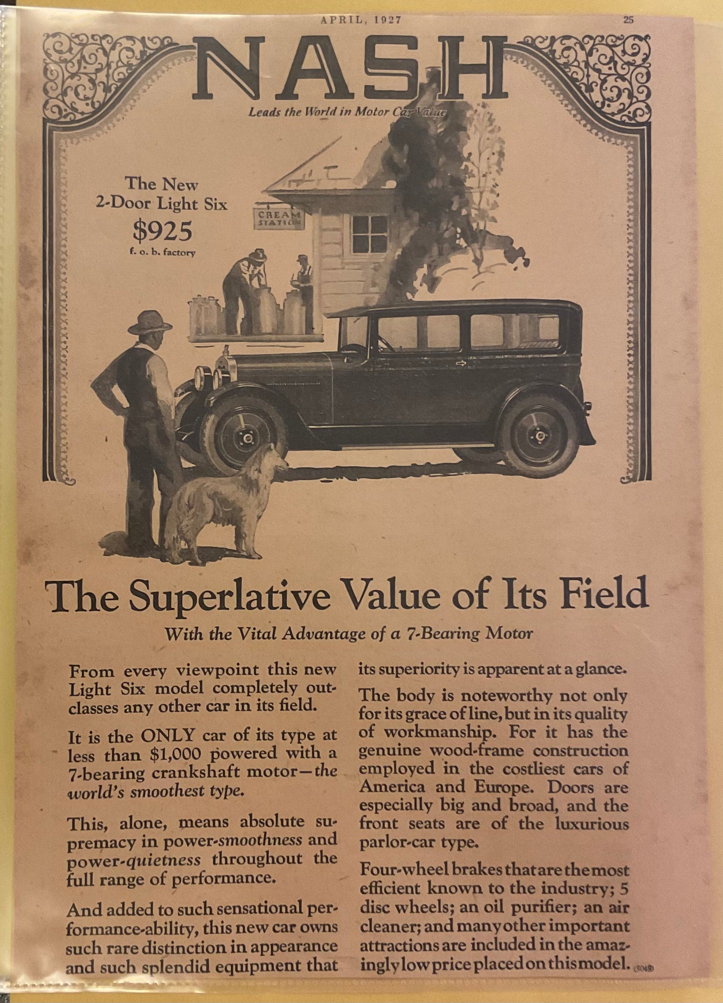 1927 NASH Light Six Magazine Ad