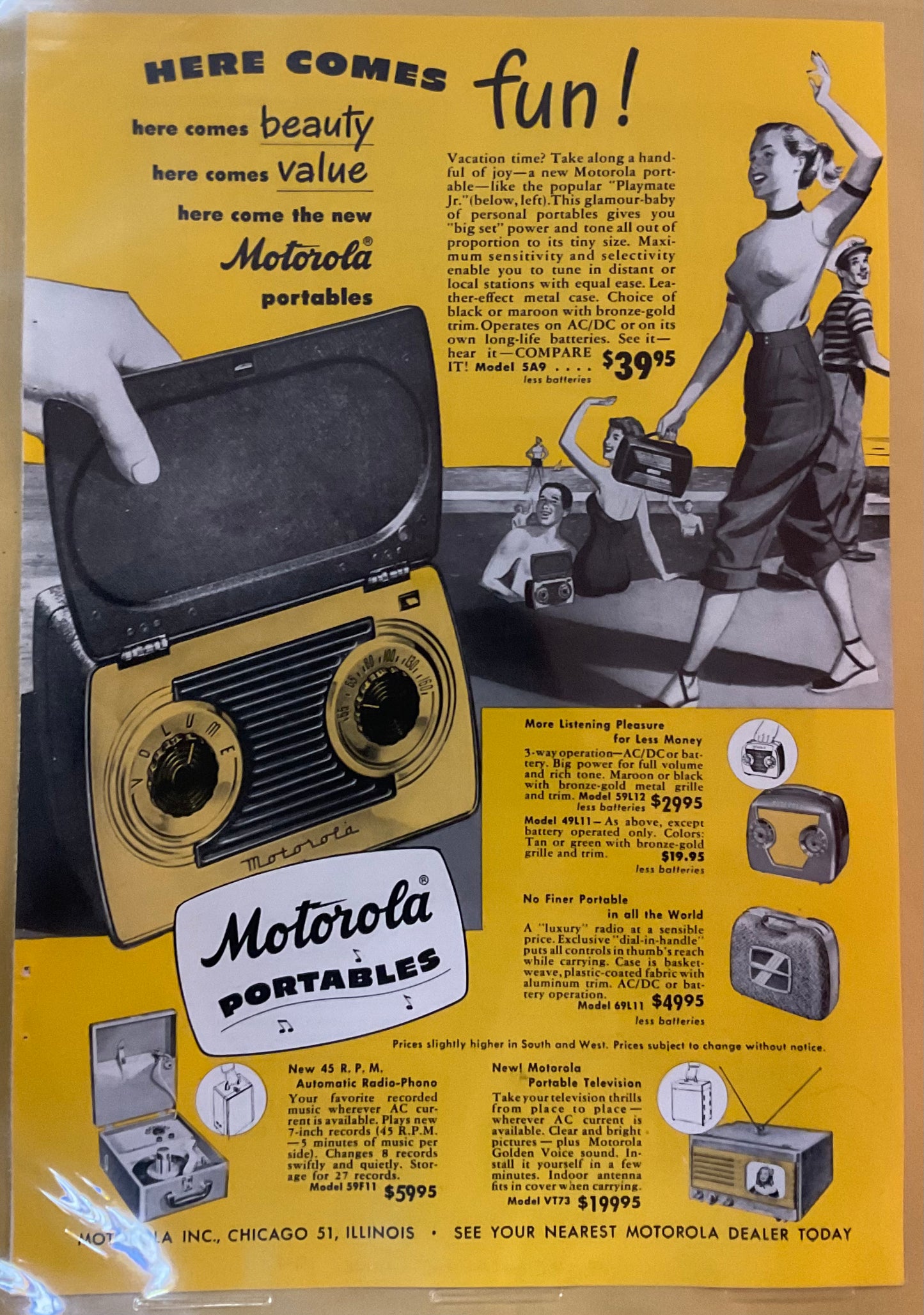 1949 Motorola Portables Playmate Jr Advertisement N677