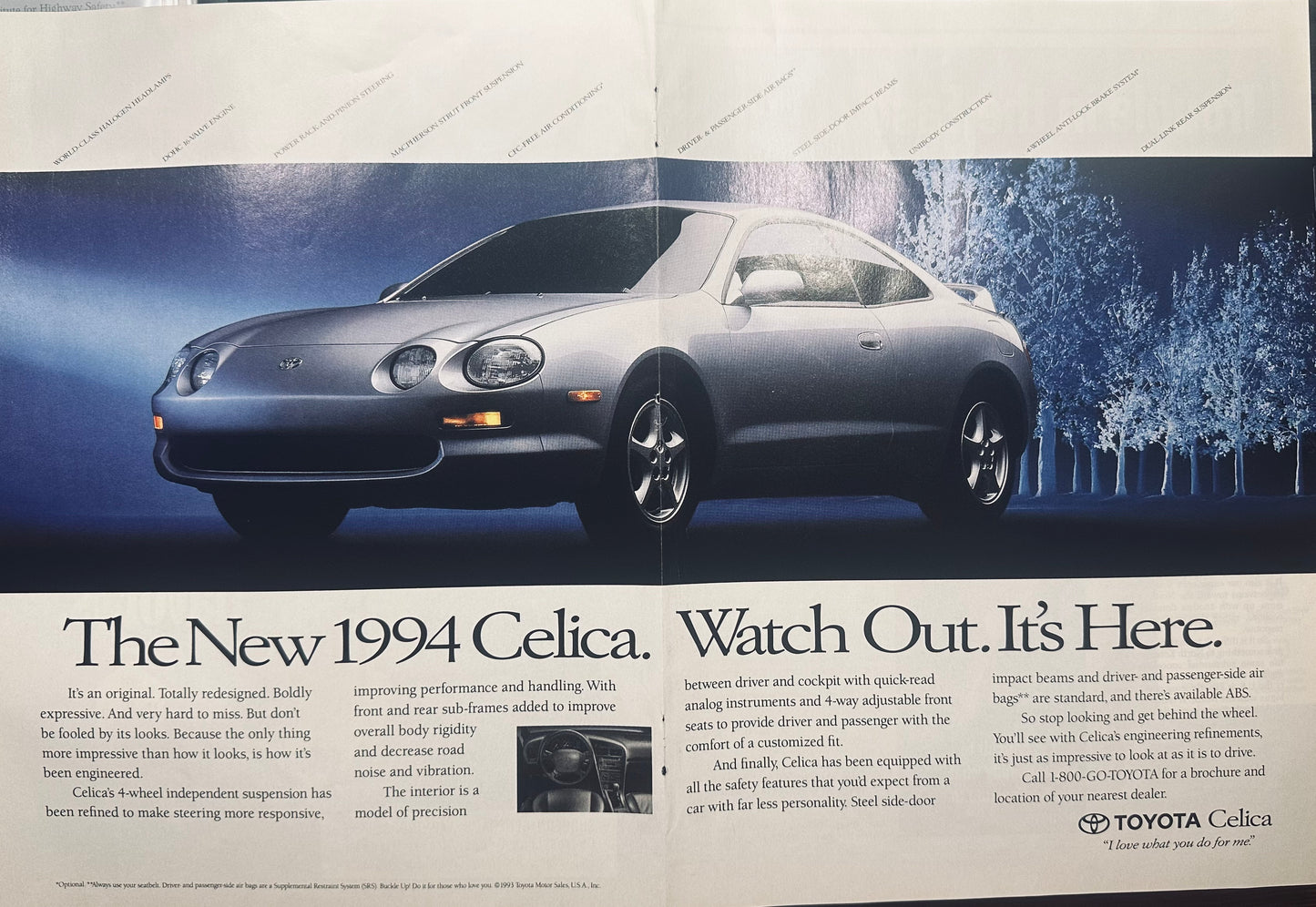 1994 Centerfold Toyota Celica Magazine Ad - Silver 2-Door Sedan Ad # A257