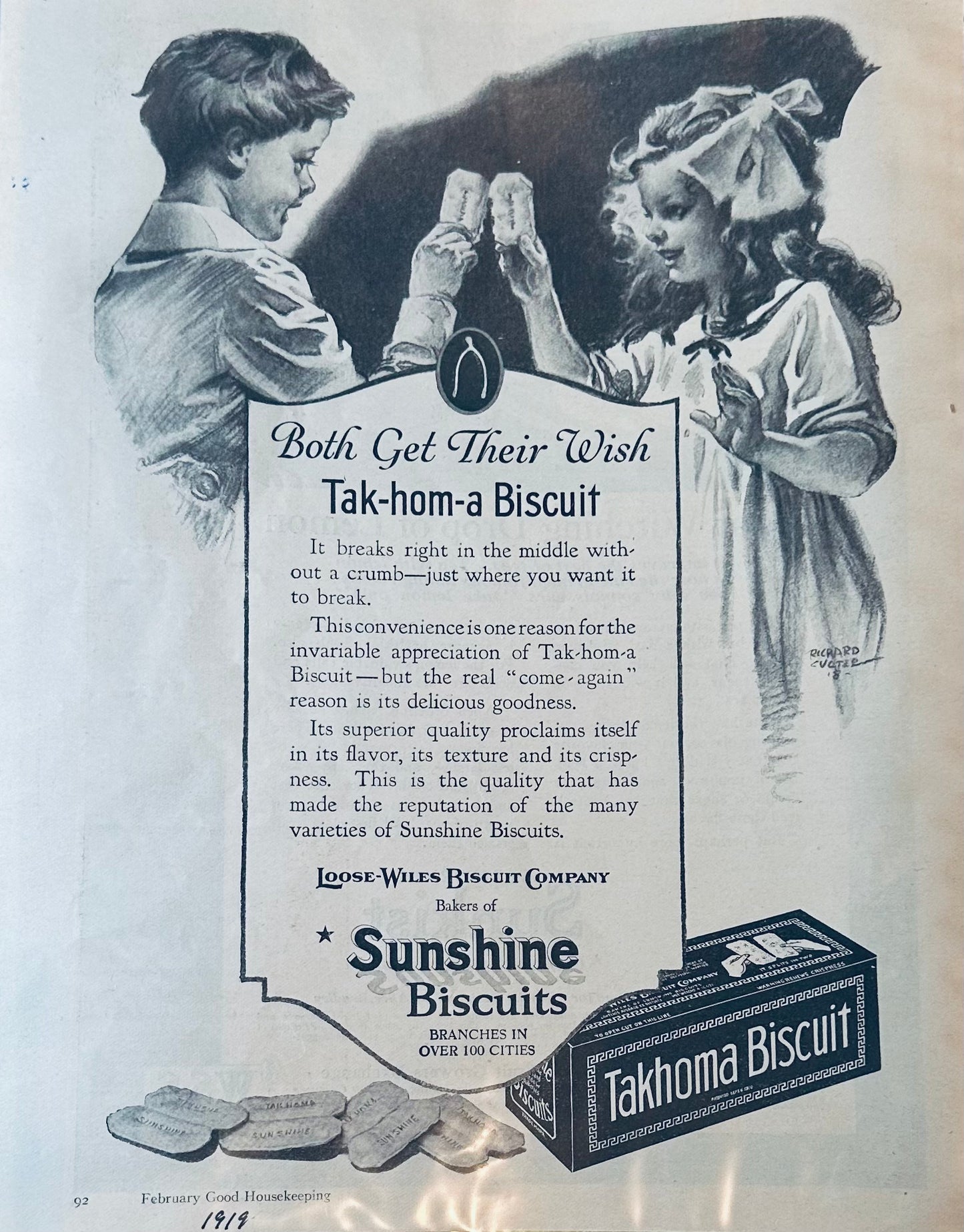 1919 Sunkist Lemons & Takhoma Biscuit Magazine Ad