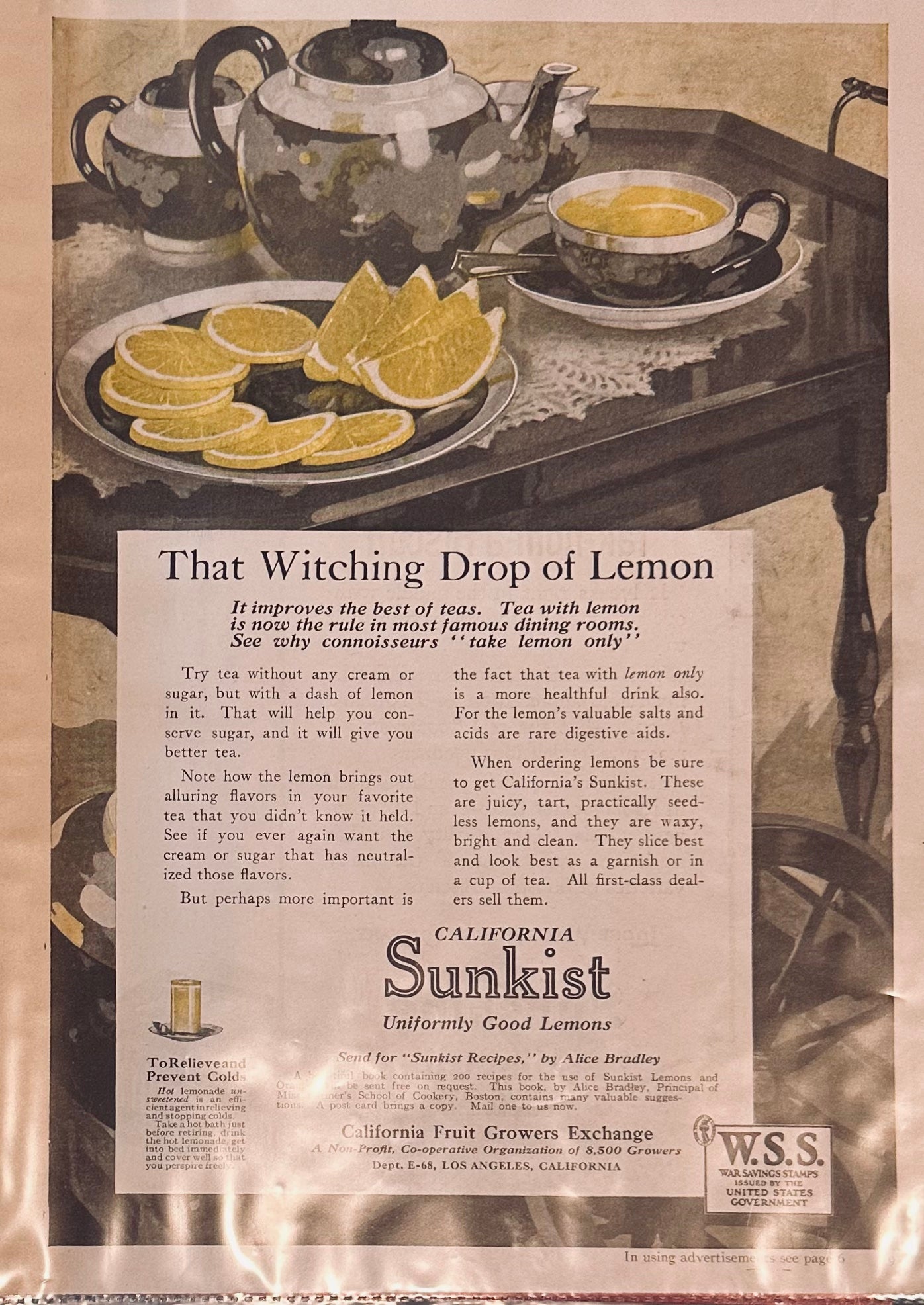 1919 Sunkist Lemons & Takhoma Biscuit Magazine Ad