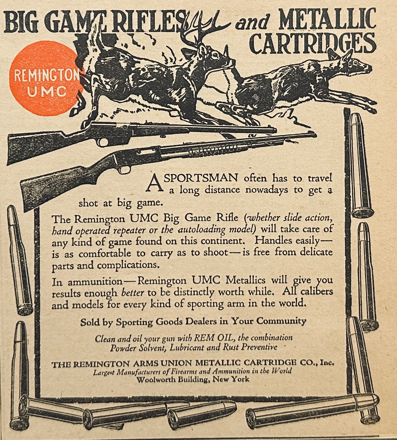 1917 Remington UMC Big Game Rifles & Metallic Cartridges