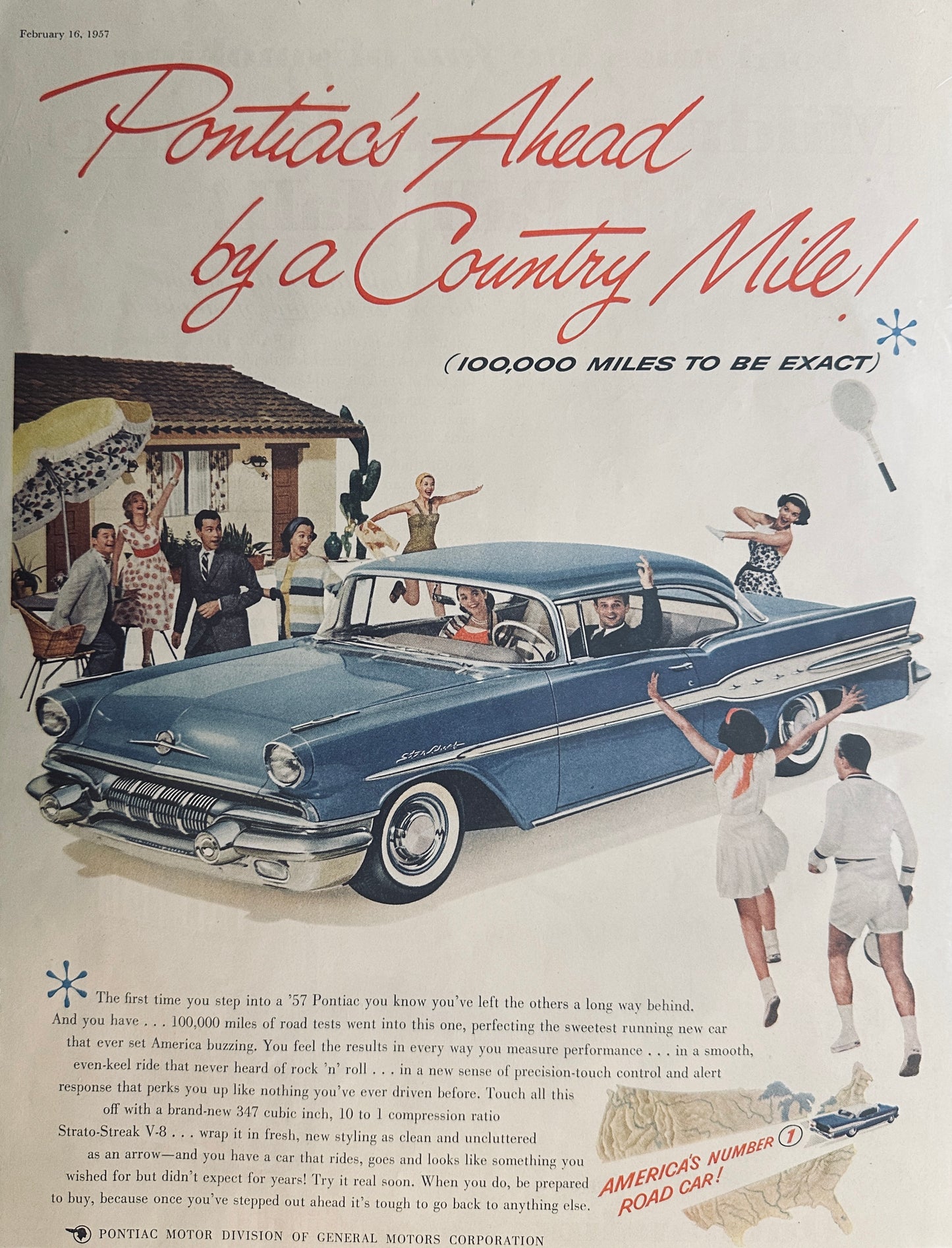 1957 Blue Pontiac Star Chief - Ahead by a Country Mile - Magazine Ad #81-3