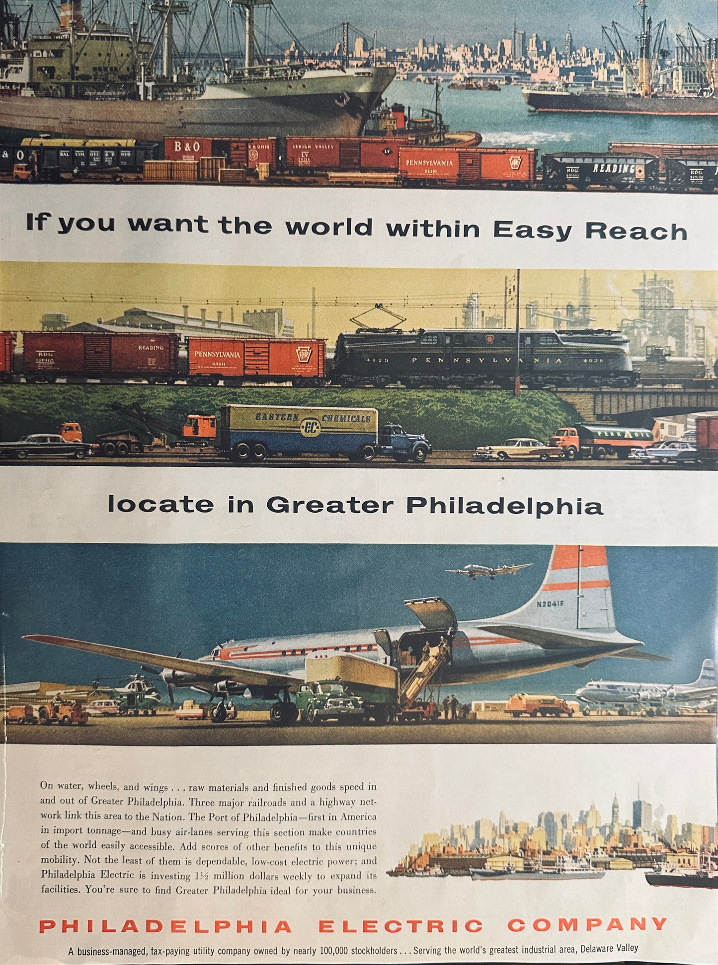 1957 Magazine Advertisement Business Recruitment Philadelphia PA #1726