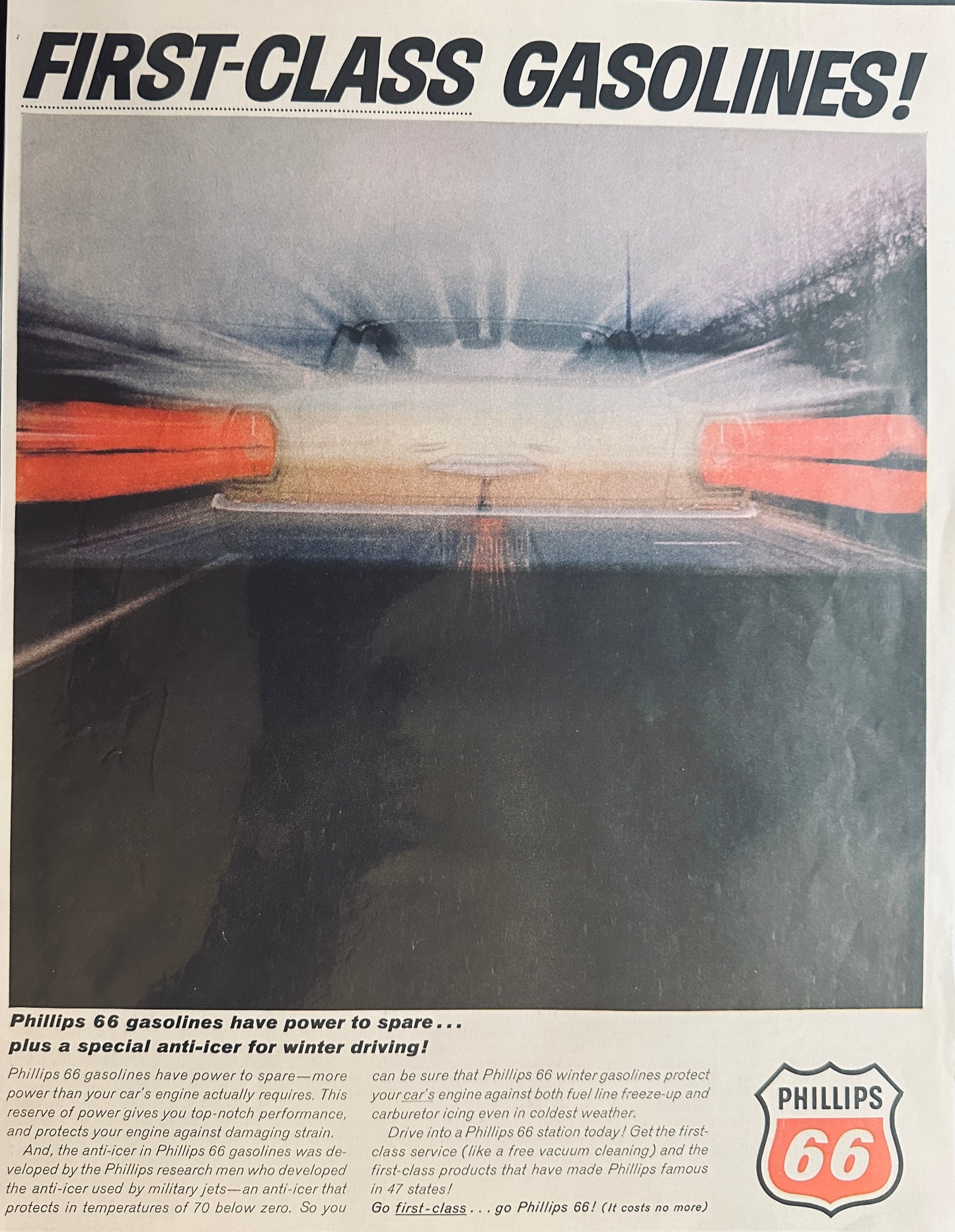 1966 Phillips 66 Gasoline Magazine Ad - Go First Class #1728