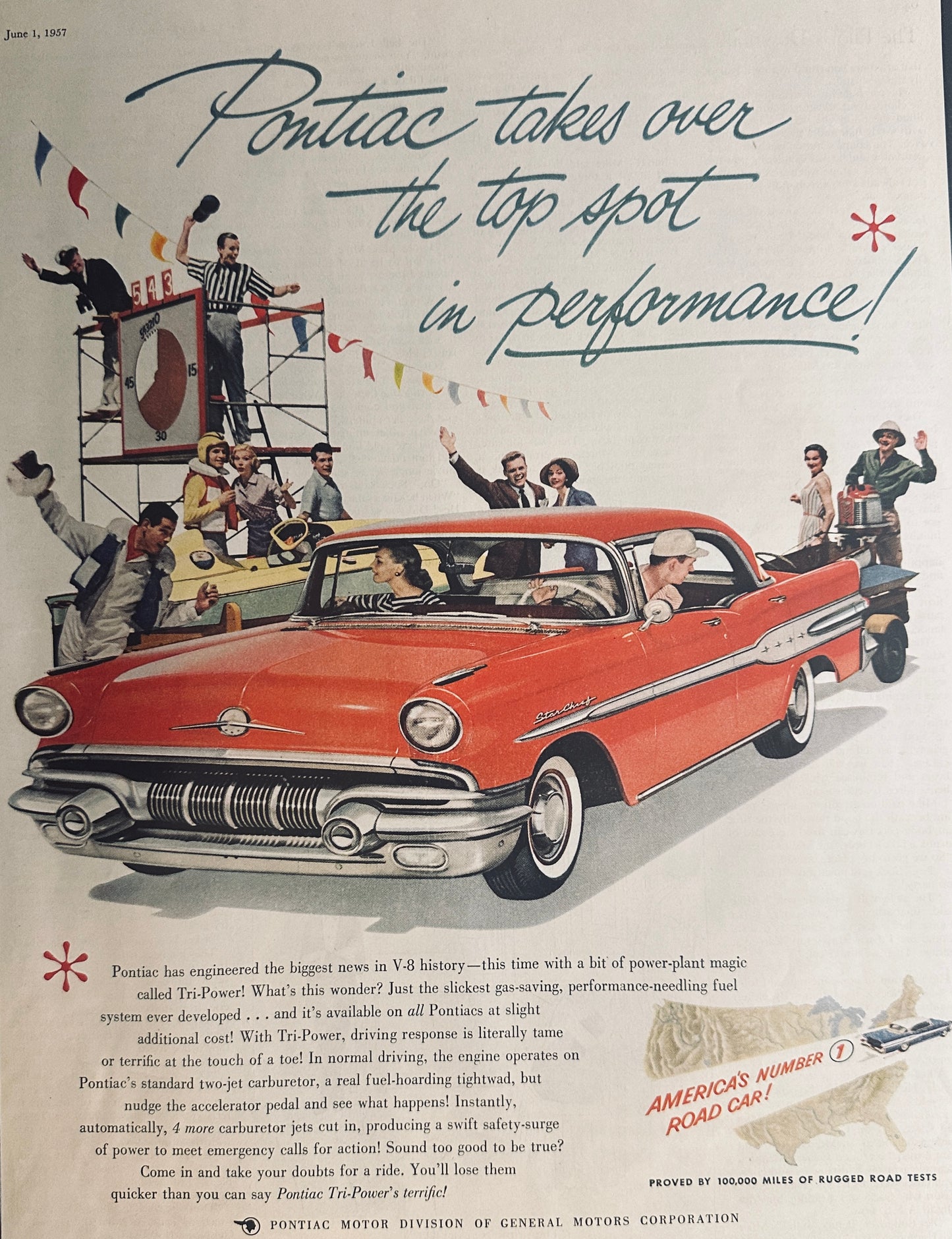 1957 Pontiac Star Chief Takes Over Top Spot in Performance! Ad #81-2