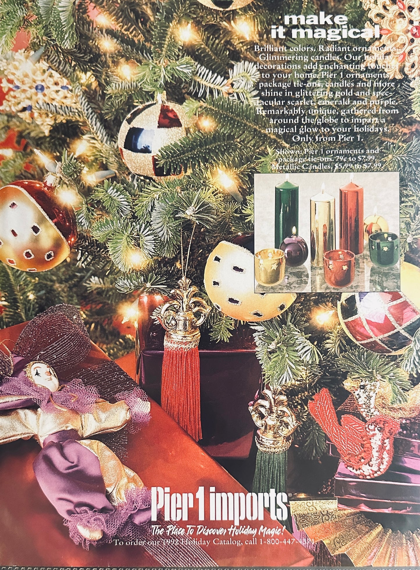 1992 Pier 1 Imports & Lemon Dawn Dish Detergent Magazine Ad Christmas 1992