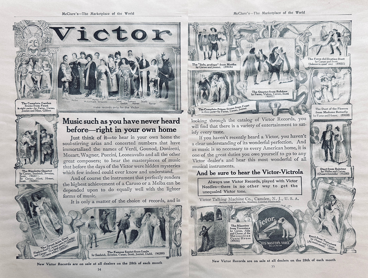 1911 Two-Page Magazine Ad Victor-Victrola Classic Ad #N1408