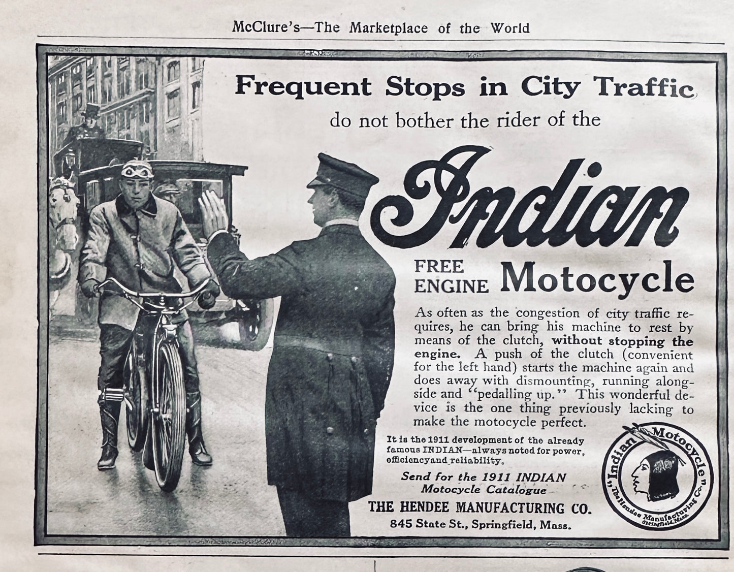 1911 Indian Motorcycle Early Ad #N1404
