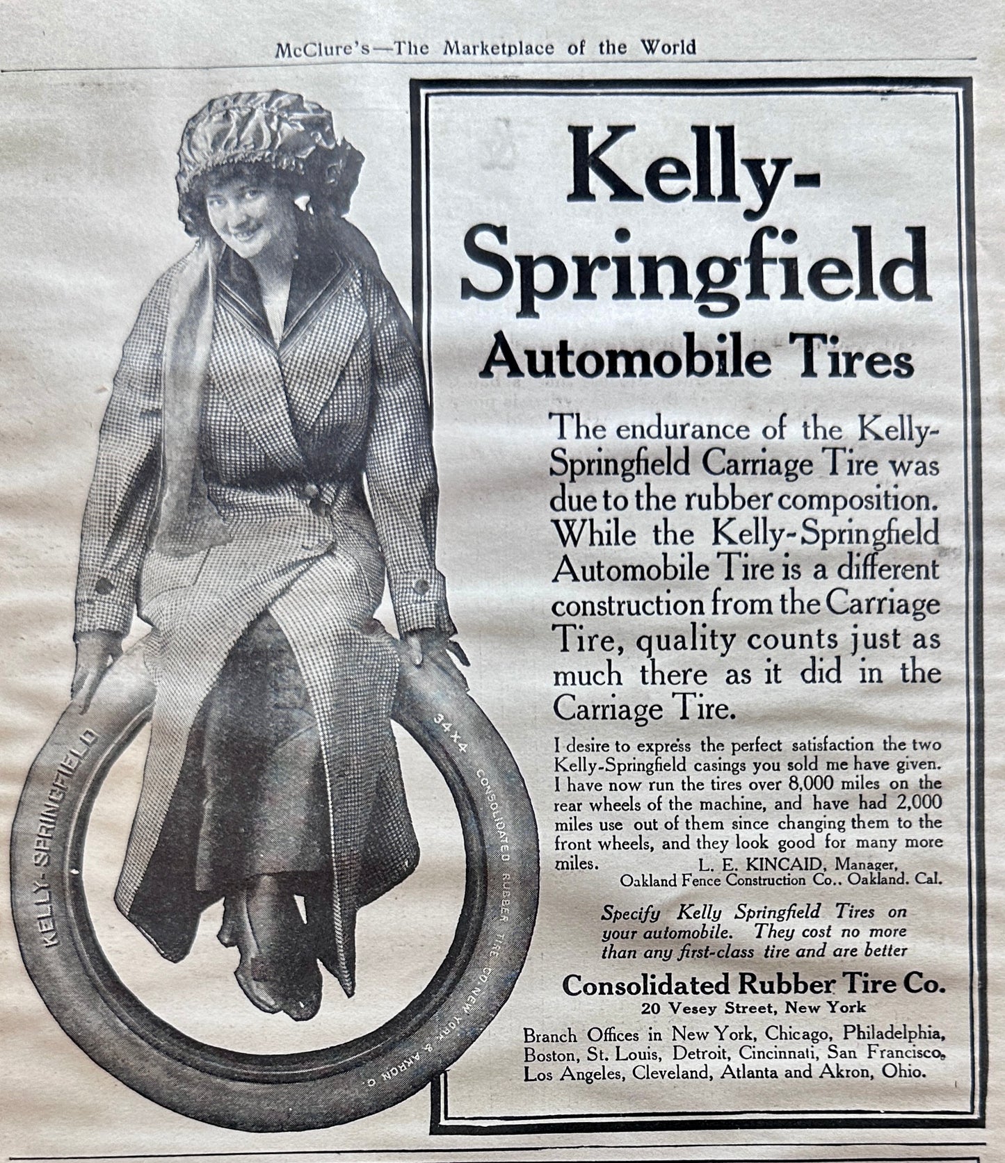 1911 Detroit Electric Chainless Auto & Kelly Springfield Tires Ad #N1403