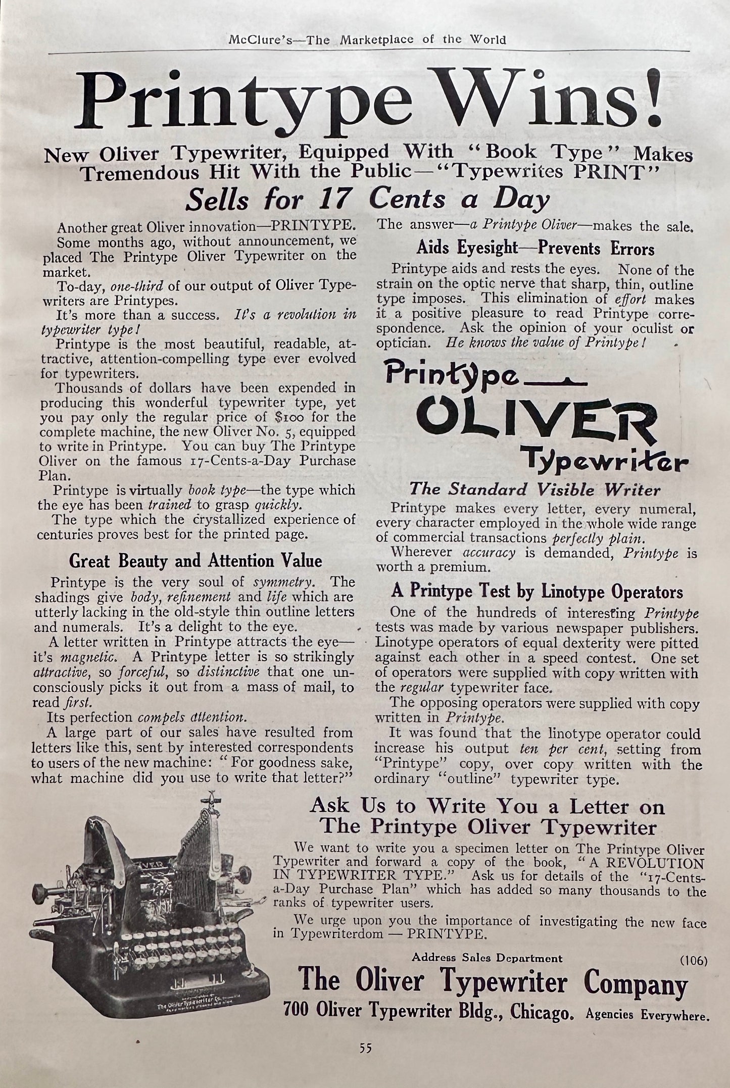 1911 Dual Sided Advertisement Page - Buffalo Lithia Water & Oliver Typewriter AD#N1398