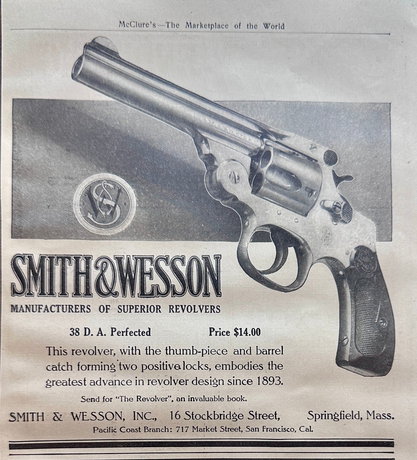 1911 Smith & Wesson 38 D.A> Revolver Ad #N1378