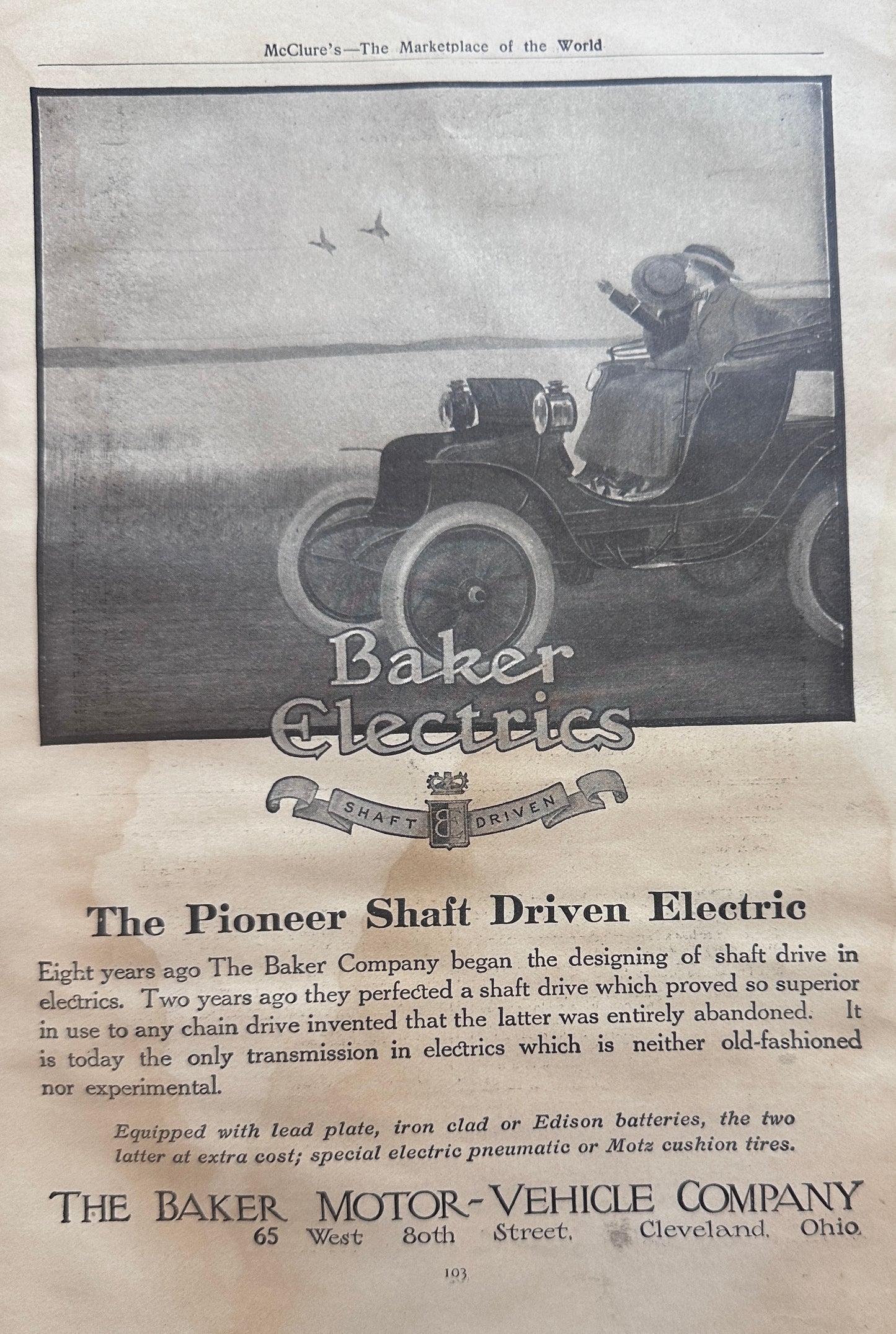 1911 Elmore Touring Car & Baker Electric Auto Ads #N1371