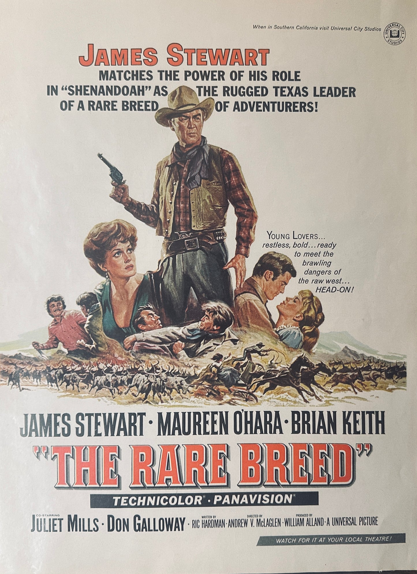 1966 "The Rare Breed" Promotional Magazine Ad - Film starring Jimmy Stewart #1719