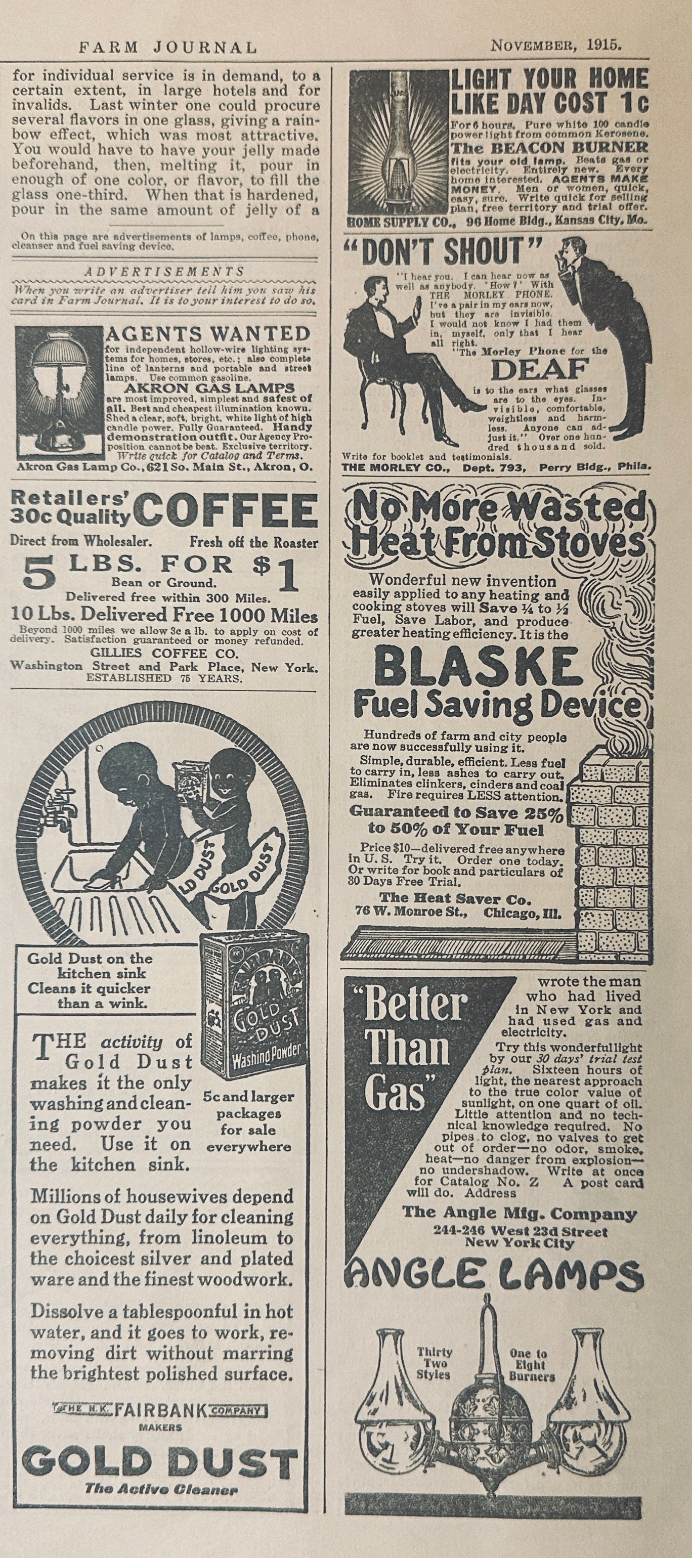 1915 Miscellaneous Magazine Ads, Mellin's Food, Marlin Rifle, Gold Dust Powder