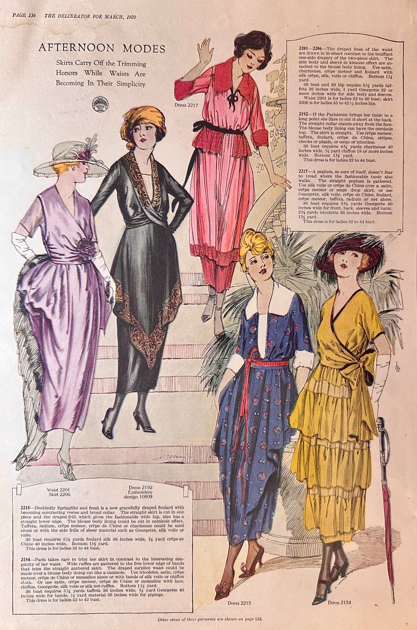 1920 (4) Double-Sided French Dress Styles Ad# Set 125