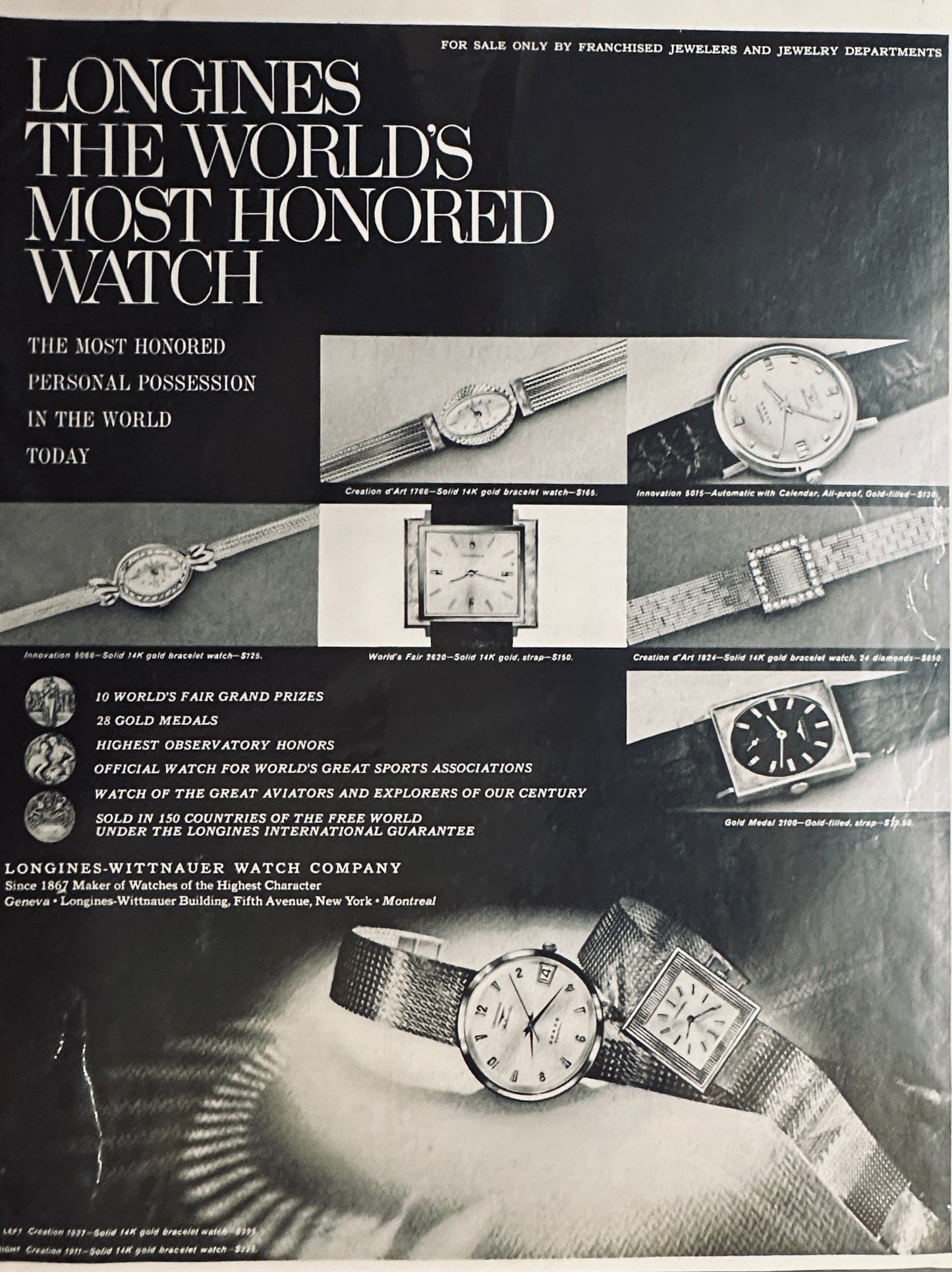 1966 Longines - The World's Most Honored Watch - Magazine Ad #1722