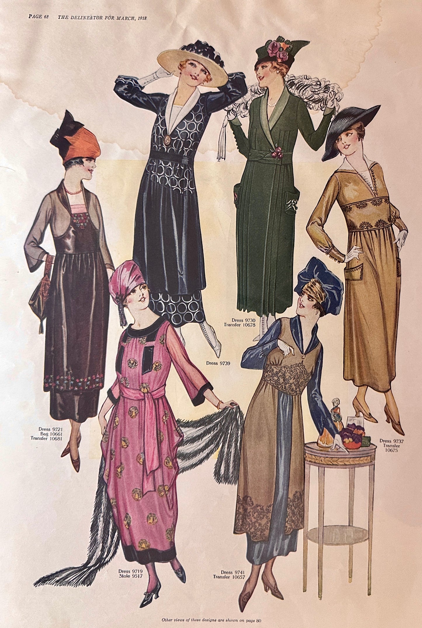 1918 (3) Double-Sided WWI Era Dress Styles Ad# Set 124