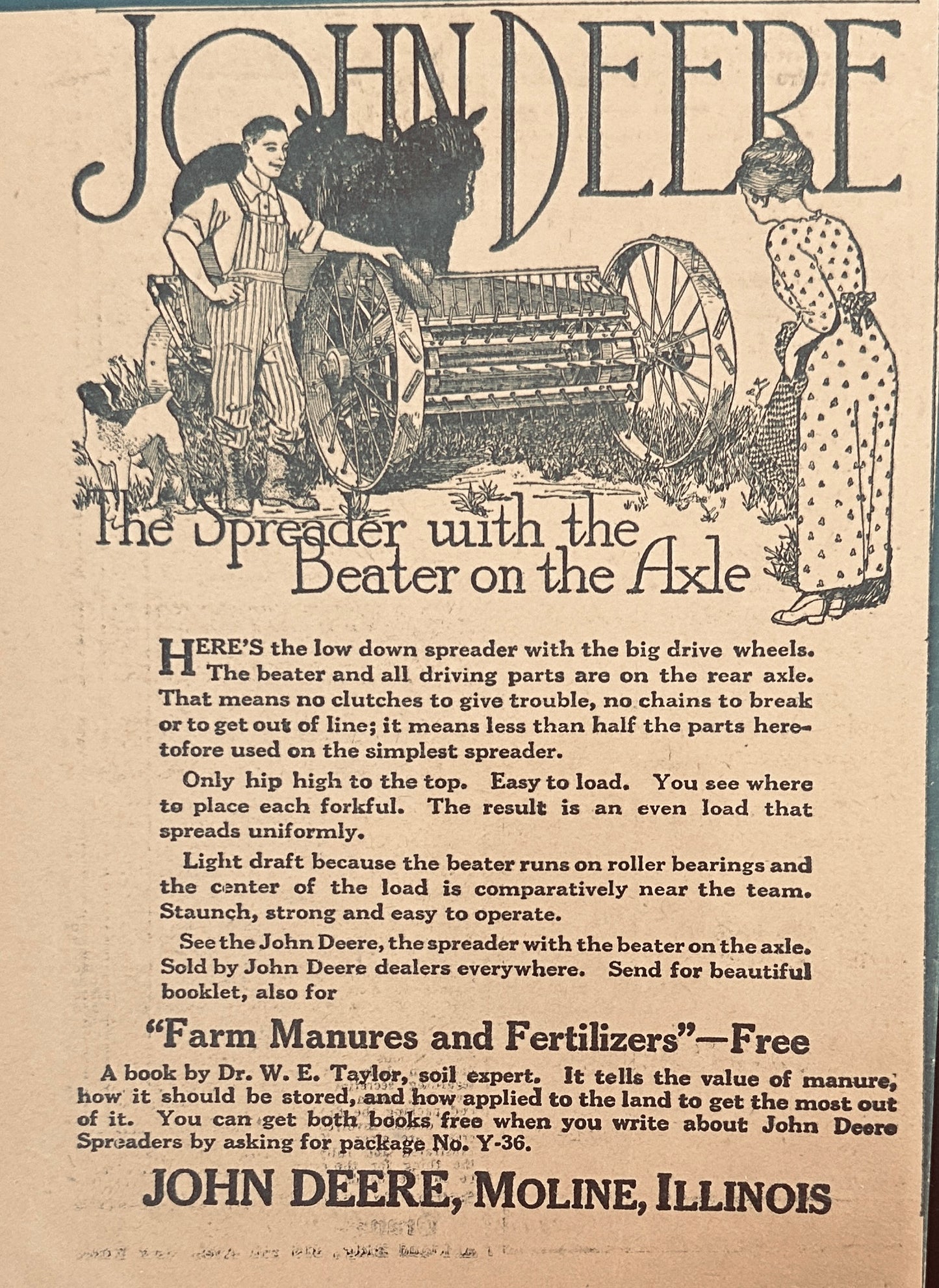 1914 John Deere Manure Spreader Beater on the Axle Magazine Ad