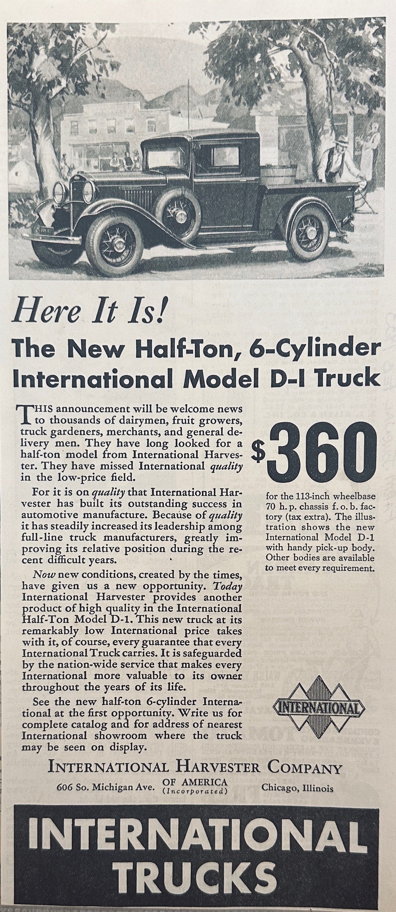 1933 Lot of (2) International 6-Cylinder 1/2 Ton D-I Truck Ad lot #A155-1-2