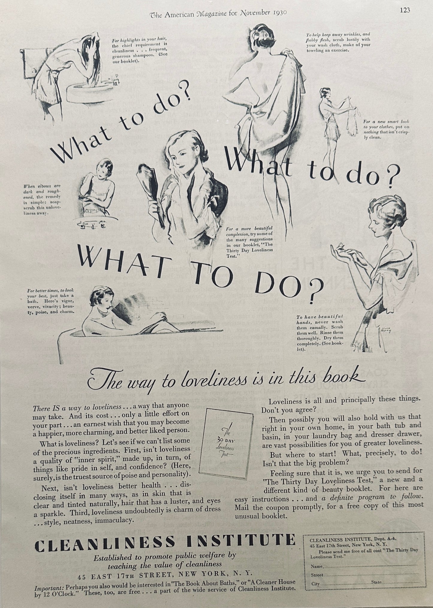 1930 Cleanliness Institute - Way to Loveliness - Magazine Ad