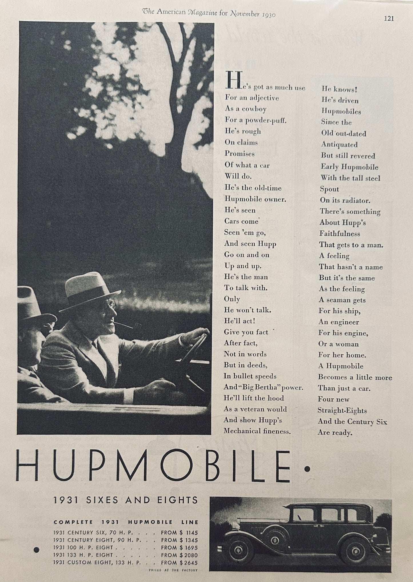 1930 Hupmobile 1931 Sixes and Eights Magazine Ad