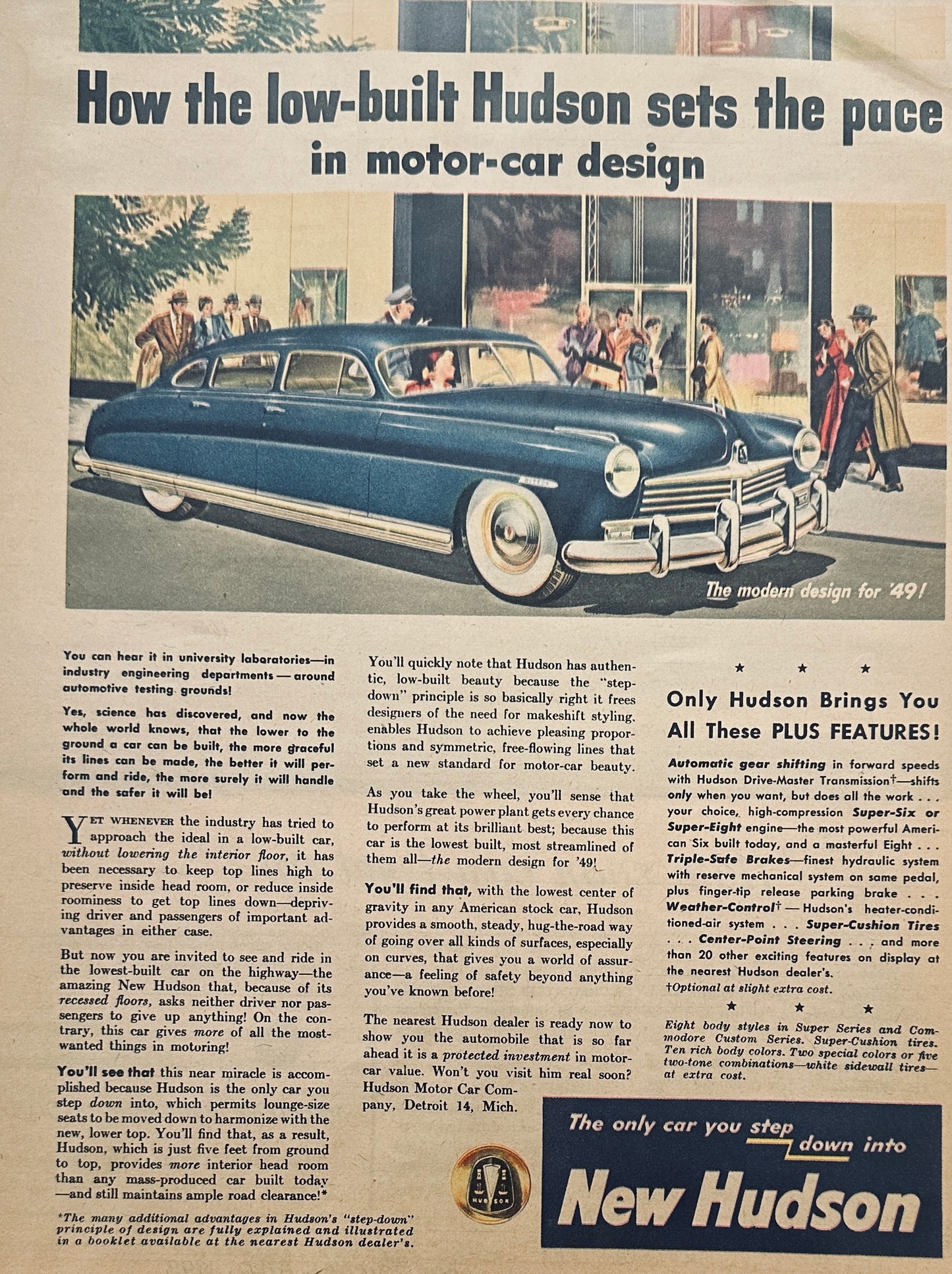 1949 Low - Built Hudson Motorcar Magazine Ad - Modern Design for 49! #A153