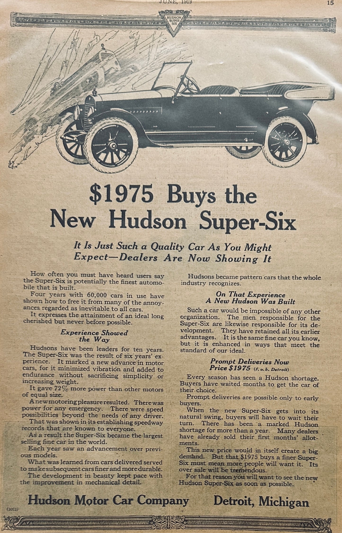 1918-1925 Lot of (3) Hudson Automobile Ads Lot# A152-1-2-3