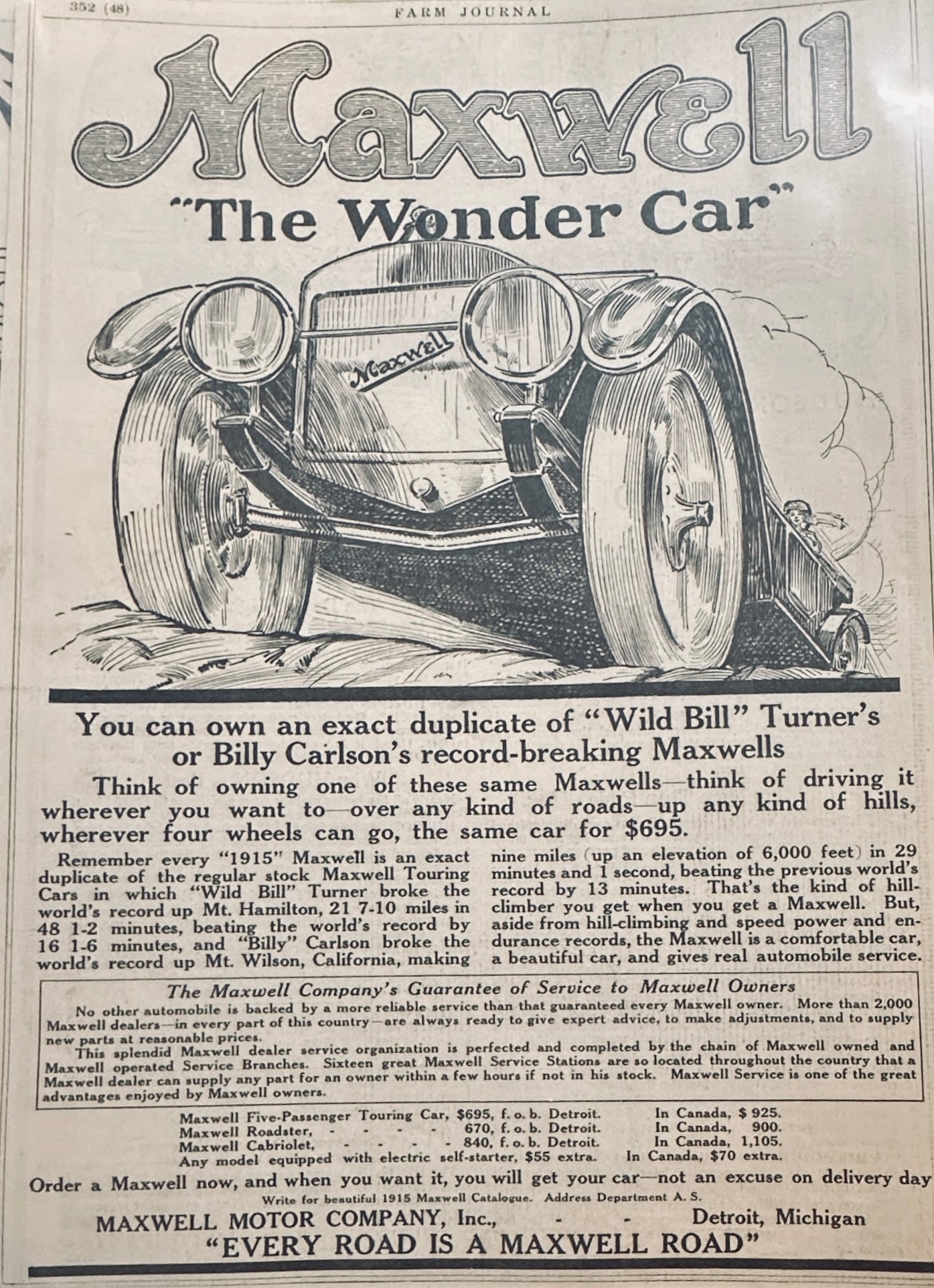 1915 Hudson 1915 Maxwell double sided magazine ad