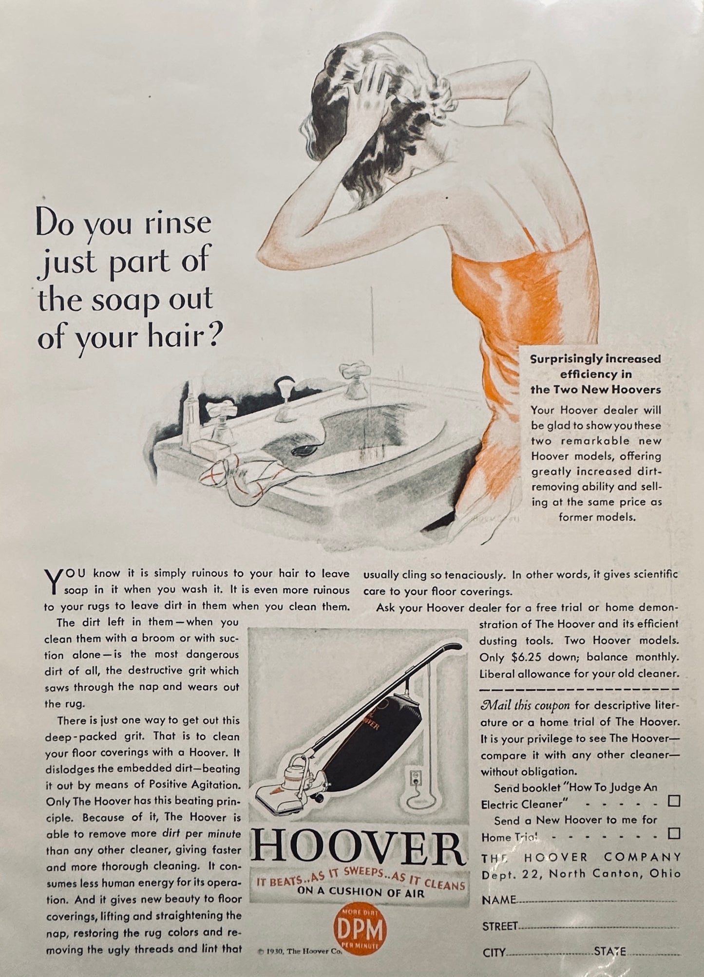 1930 Hoover Vacuum Cleaner & Tropic Aire Auto Heater Magazine Ad