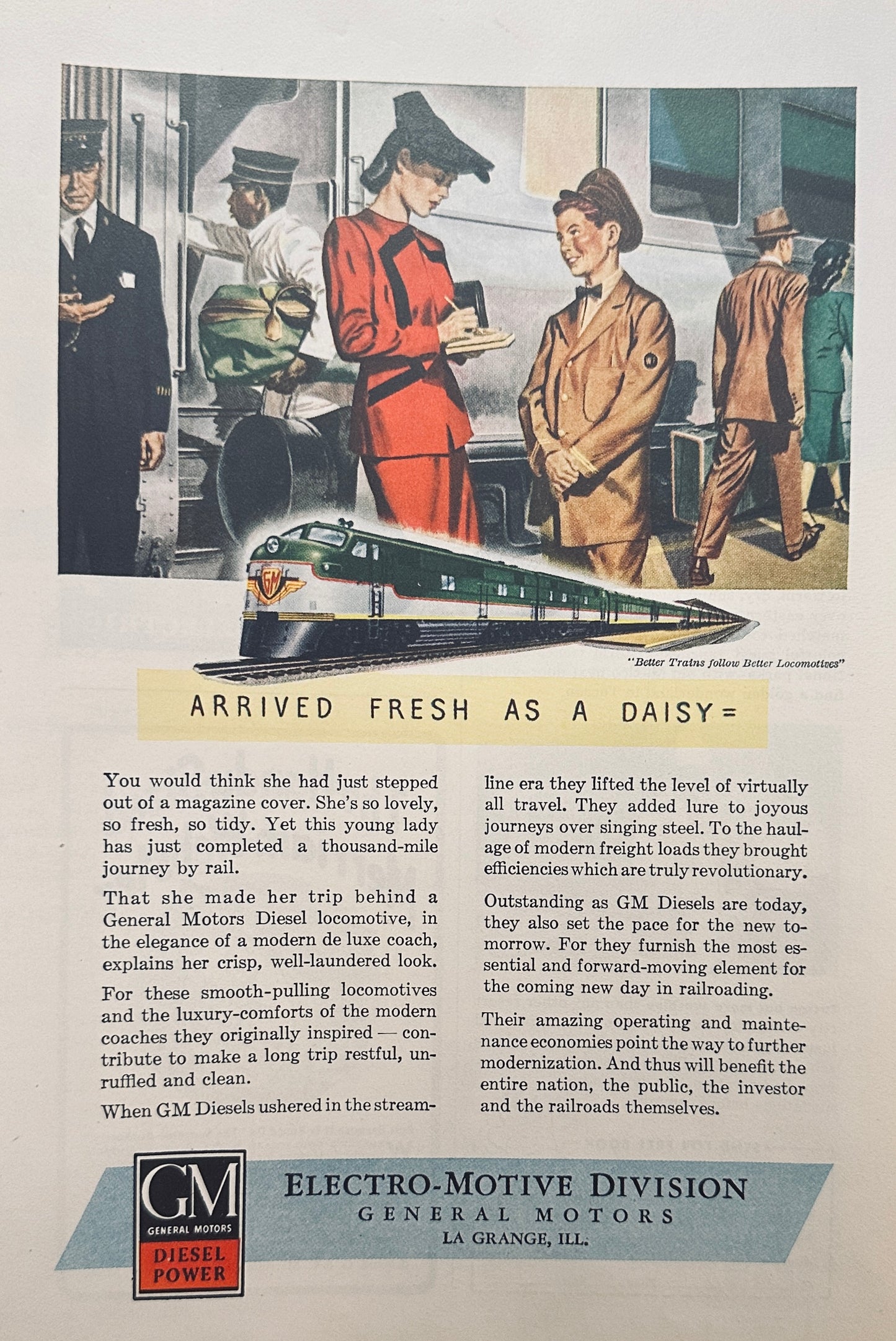 1947 General Motors Locomotive - Arrived Fresh as a Daisy - AD #N1010