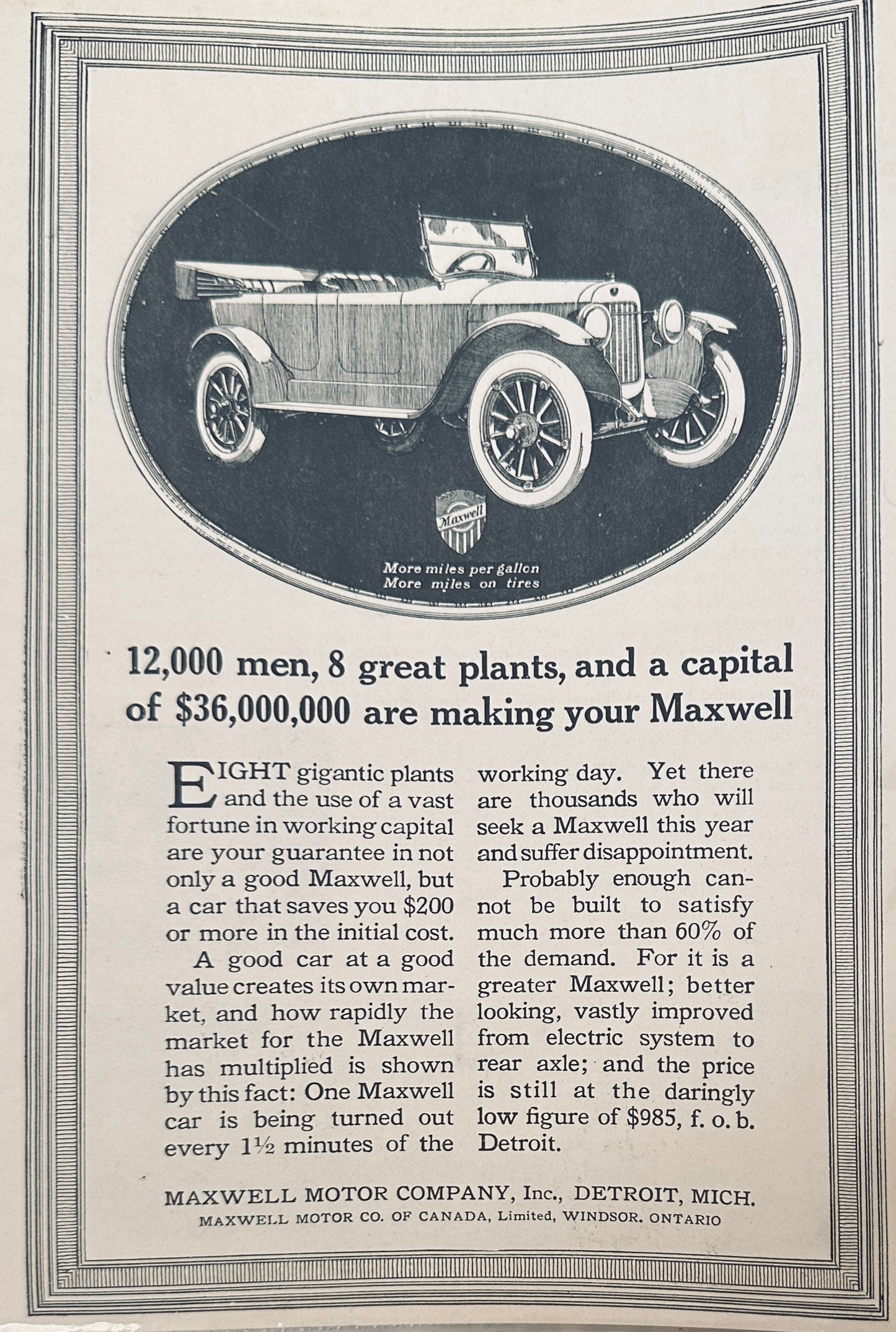 1919 General Motors Trucks & Maxwell Motorcar Magazine Ad