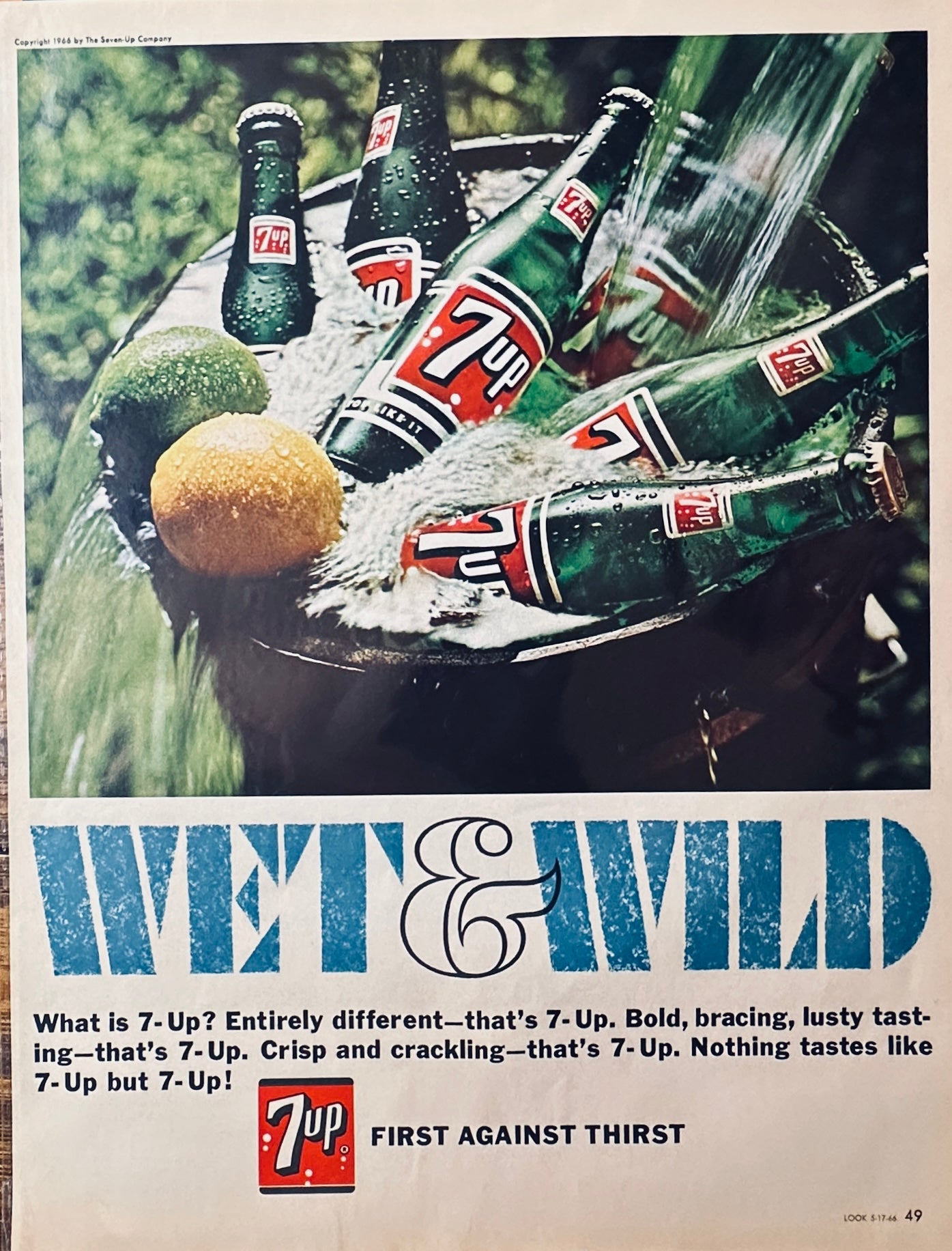 1966 7-Up Wet & Wild - First Against Thirst - Magazine Ad #552