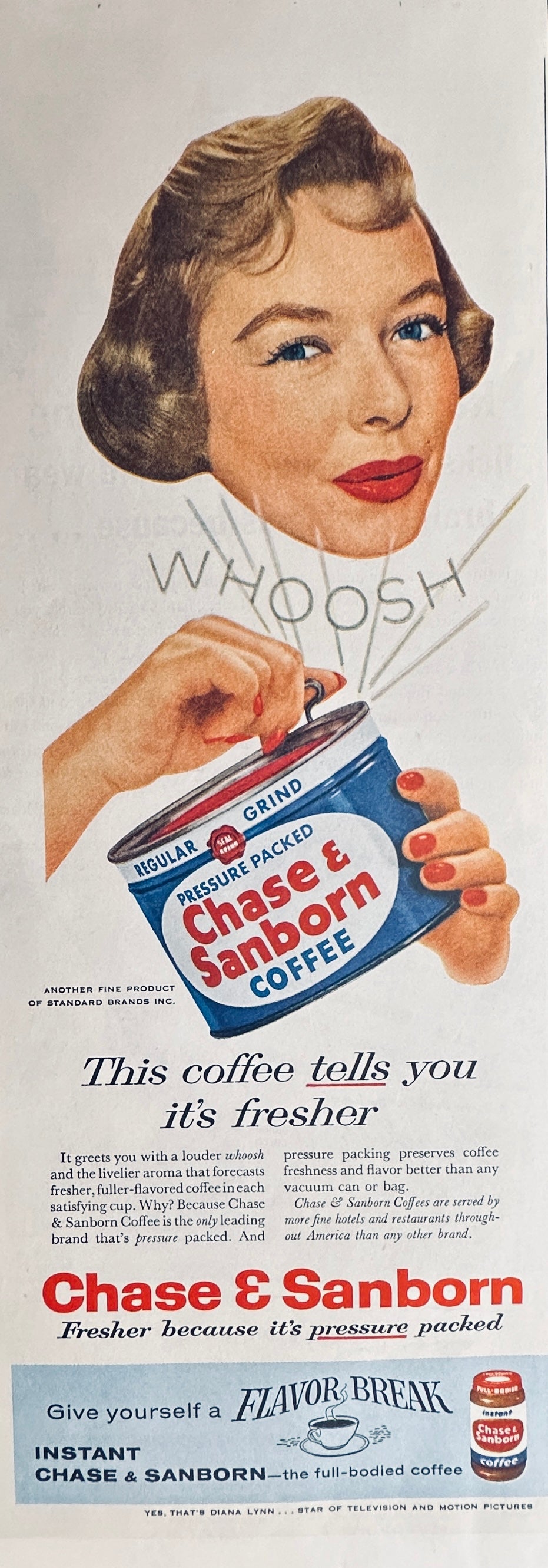 1957 Chase & Sanborn Coffee Female Version - Pop Top Tin #424