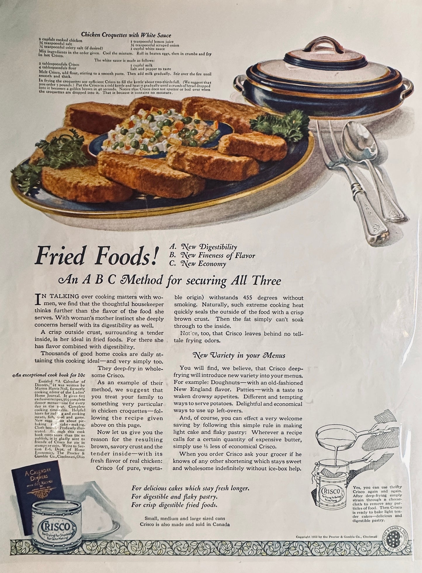 1922 Armour "Simon Pure" Leaf Lard & Crisco for Frying Magazine Ads
