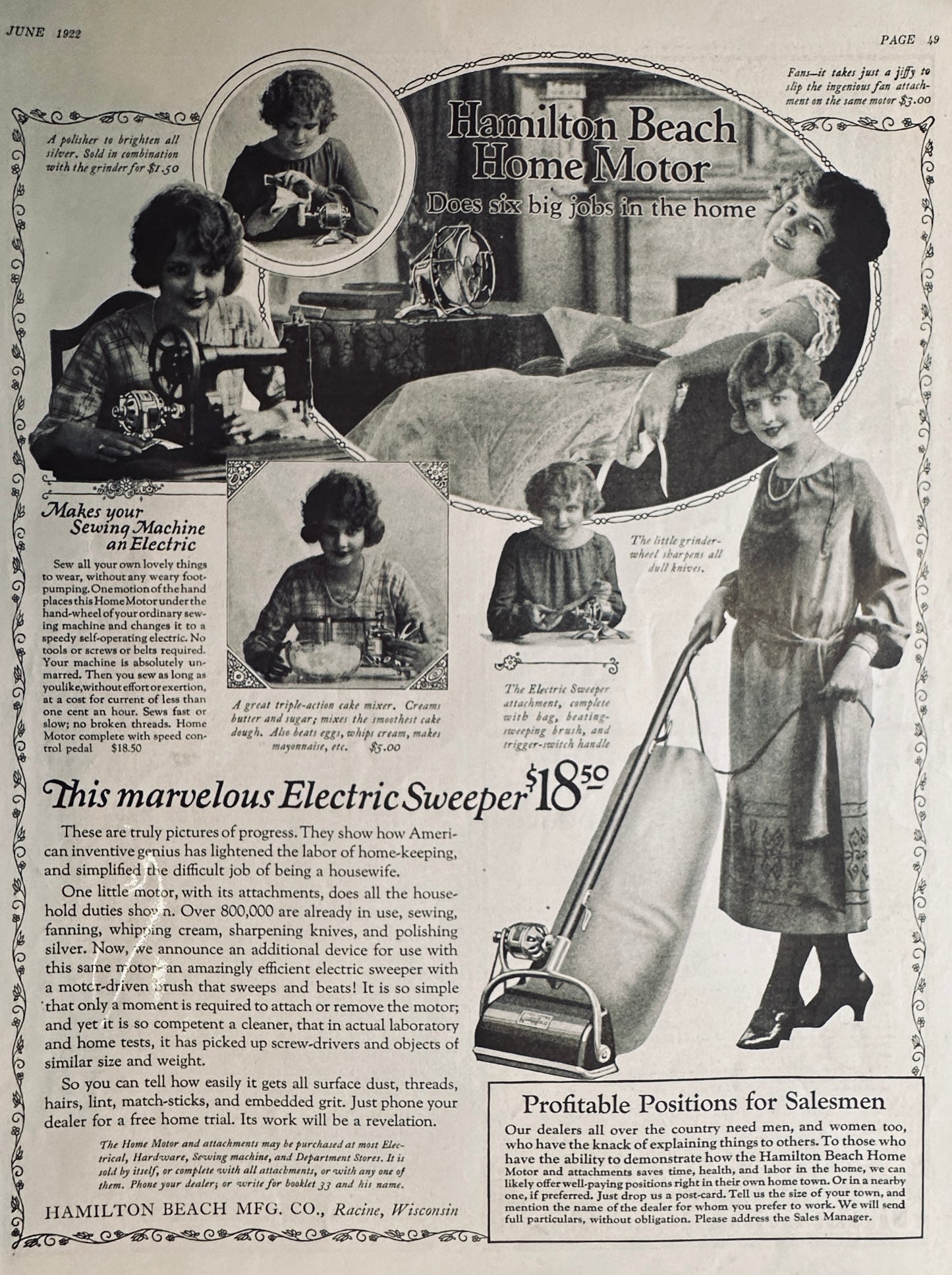 1922 Hamilton Beach Home Motor - To Automate 8 Different Home Chores #511