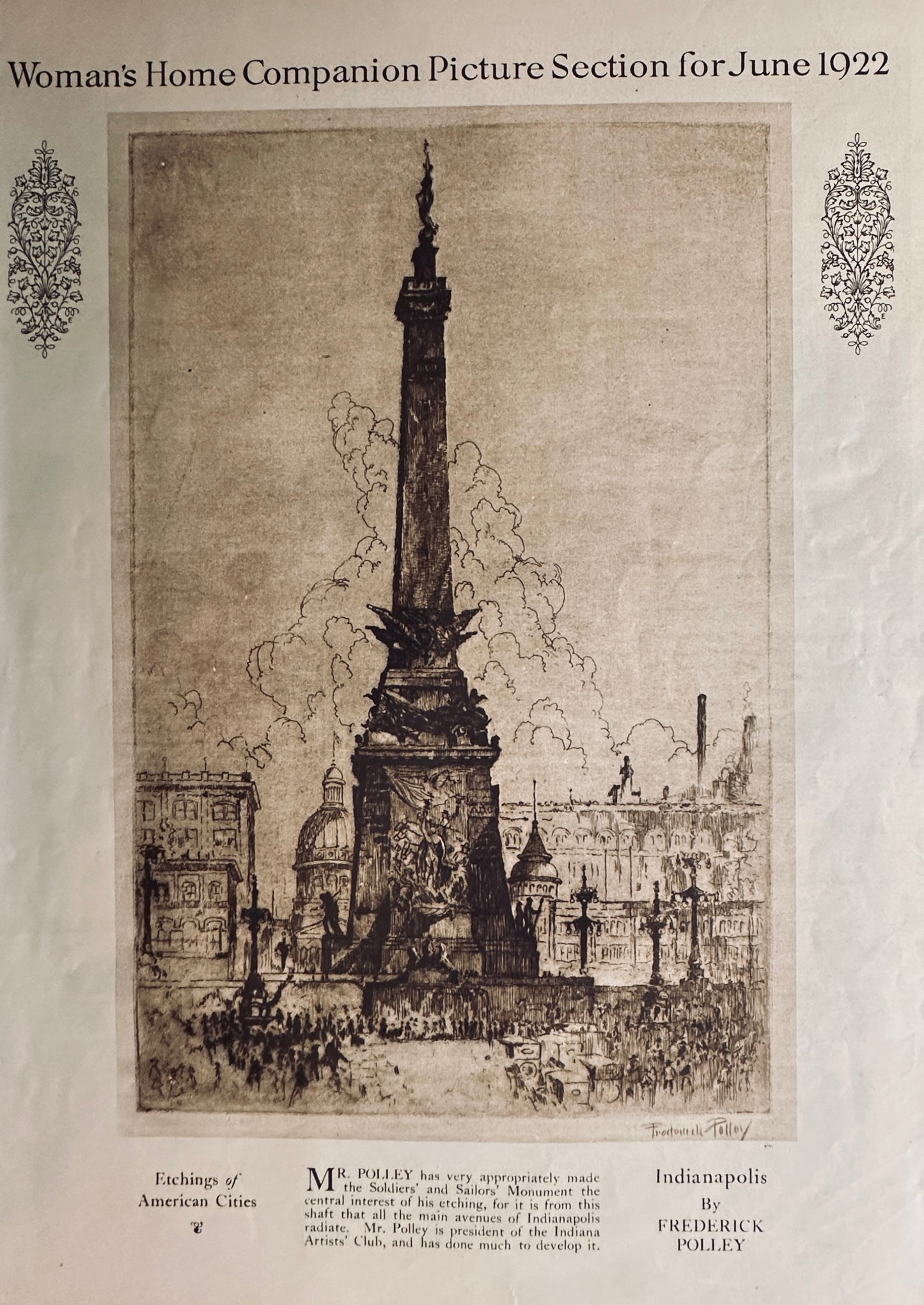 1922 Indianapolis Soldiers & Sailors Monument - Etching - #516
