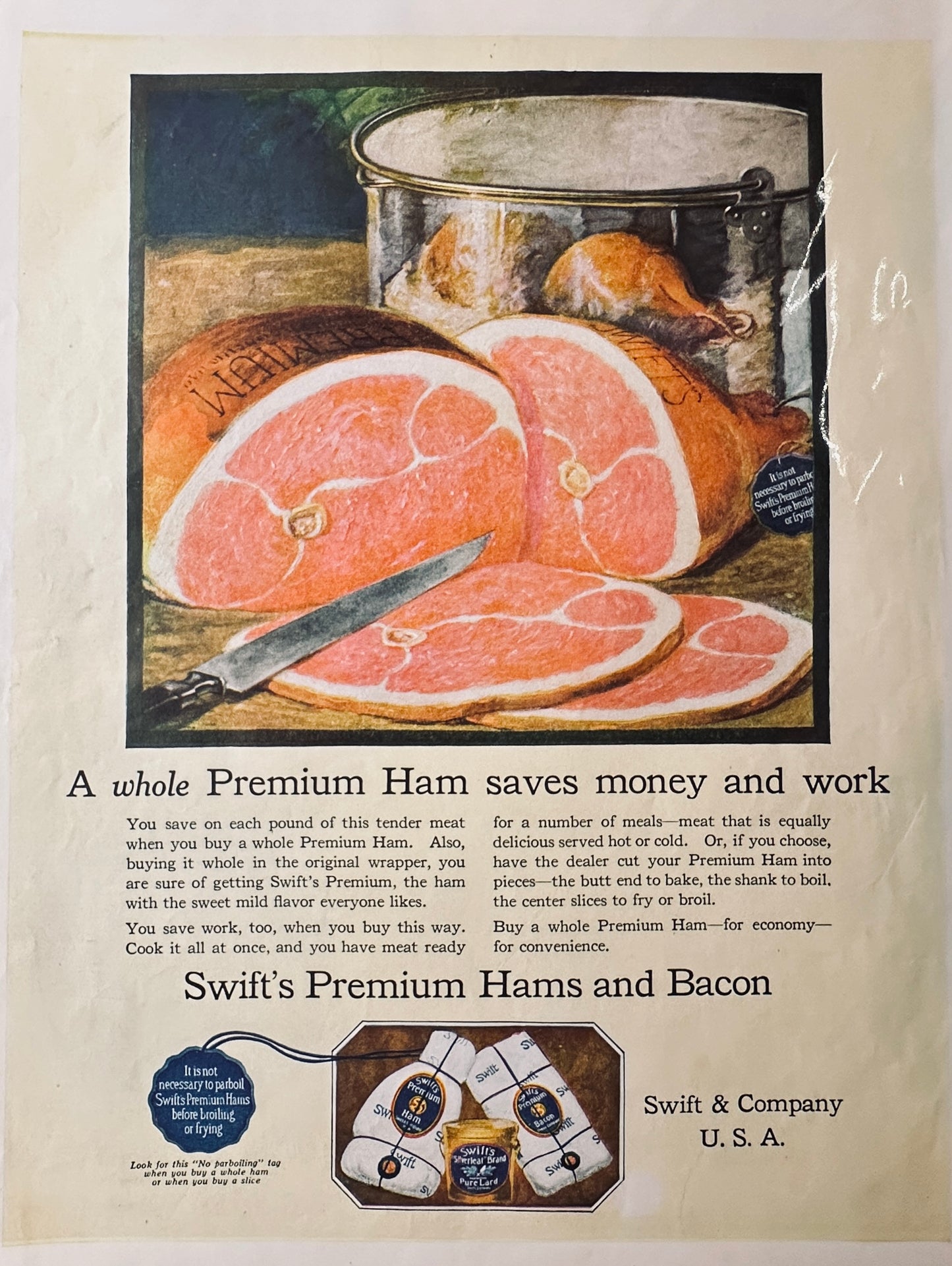 1922 Cashmere Bouquet Toilet Soap & Swift Premium Hams & Bacon Magazine Ads
