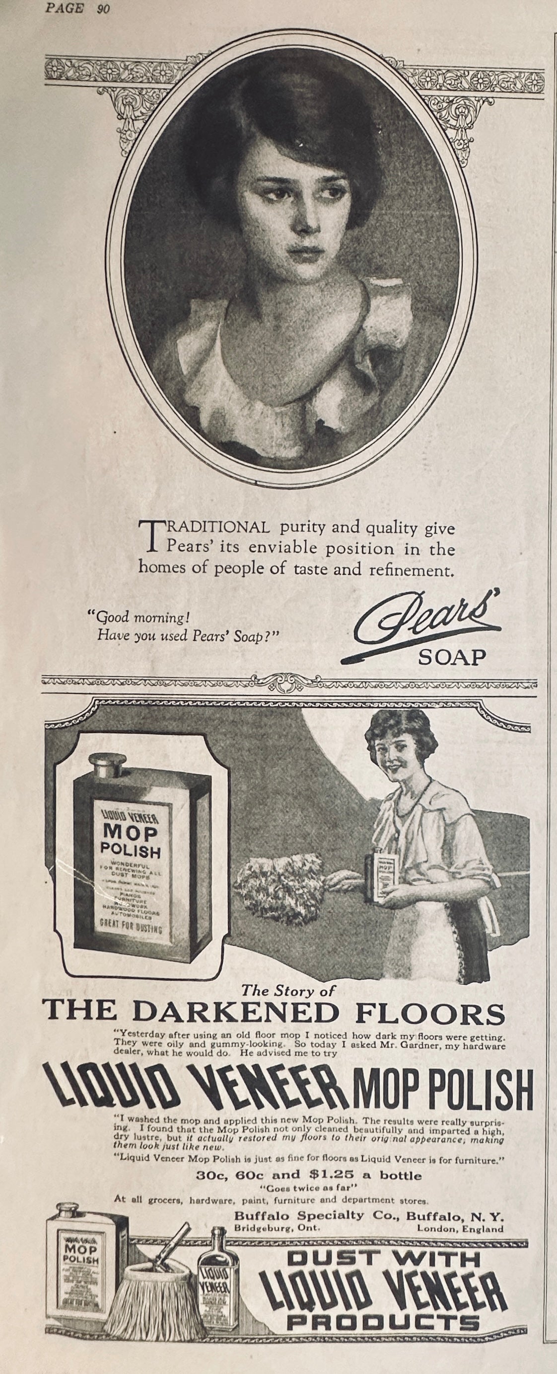 1922 ODO-RO-NO Early Deodorant Magazine Ad with Pears Soap Ad #562