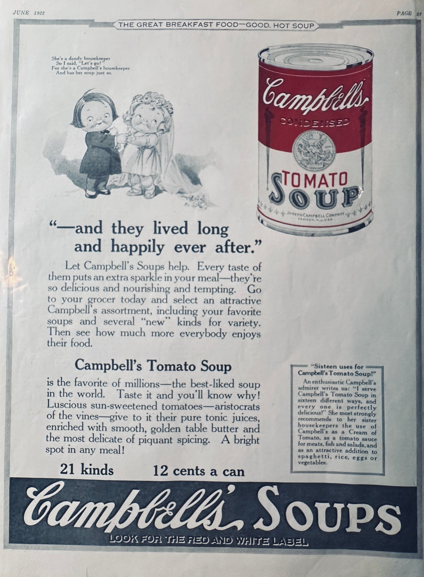 1922 Campbell's Soup & Campbell's Kids - Tomato Soup - Magazine Ad