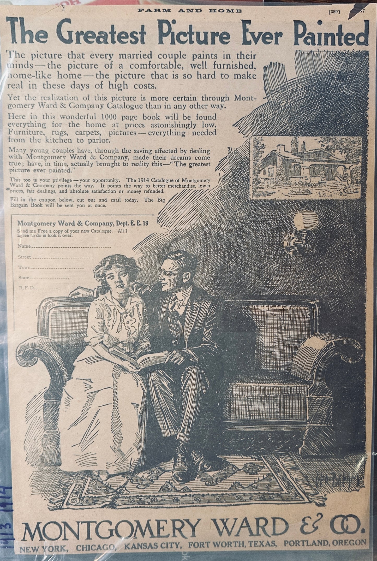 1913 Montgomery Ward - The Greatest Picture Ever Painted - Magazine Ad