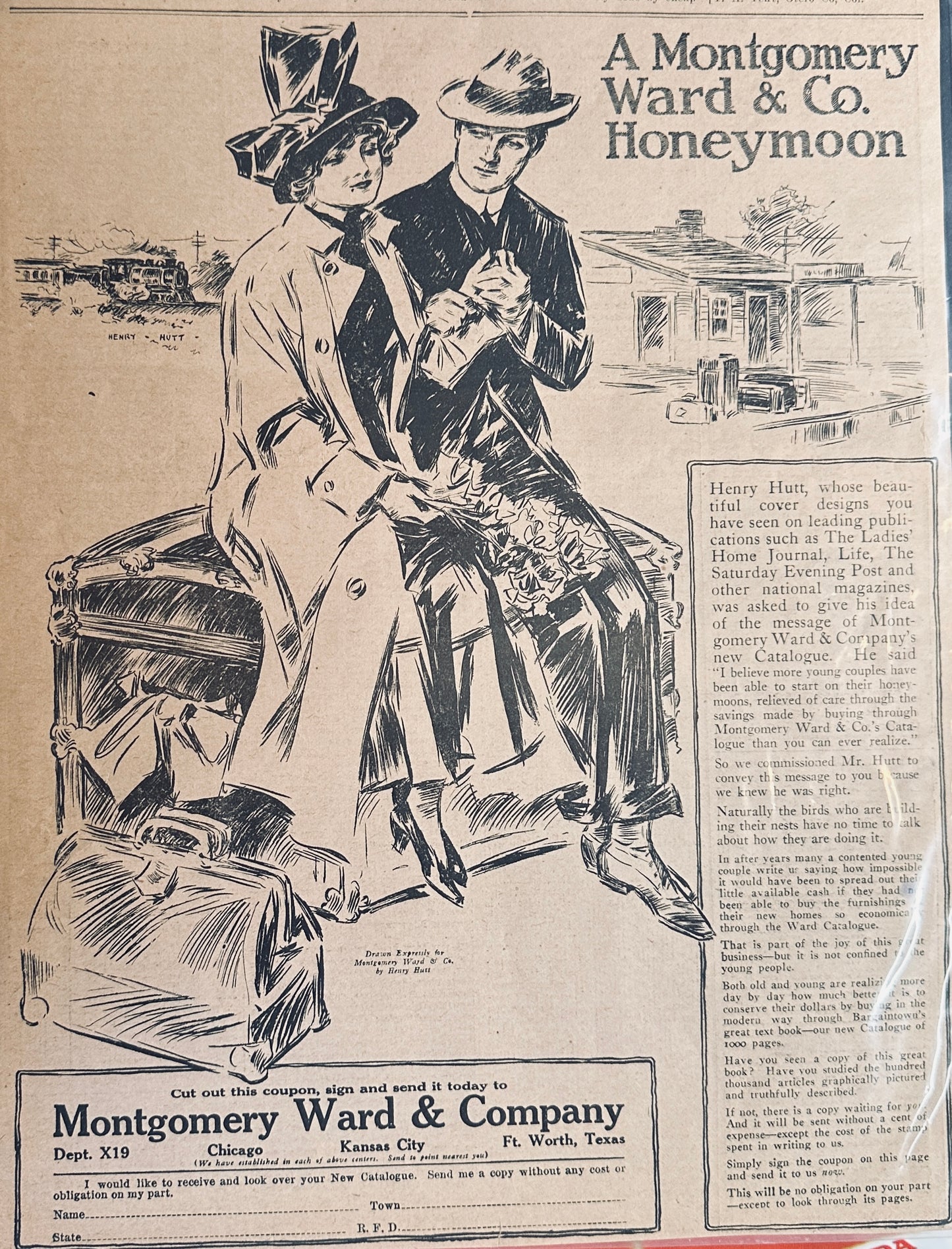 1913 Henry Hutt Montgomery Ward Catalog Cover Promotional Magazine Ad