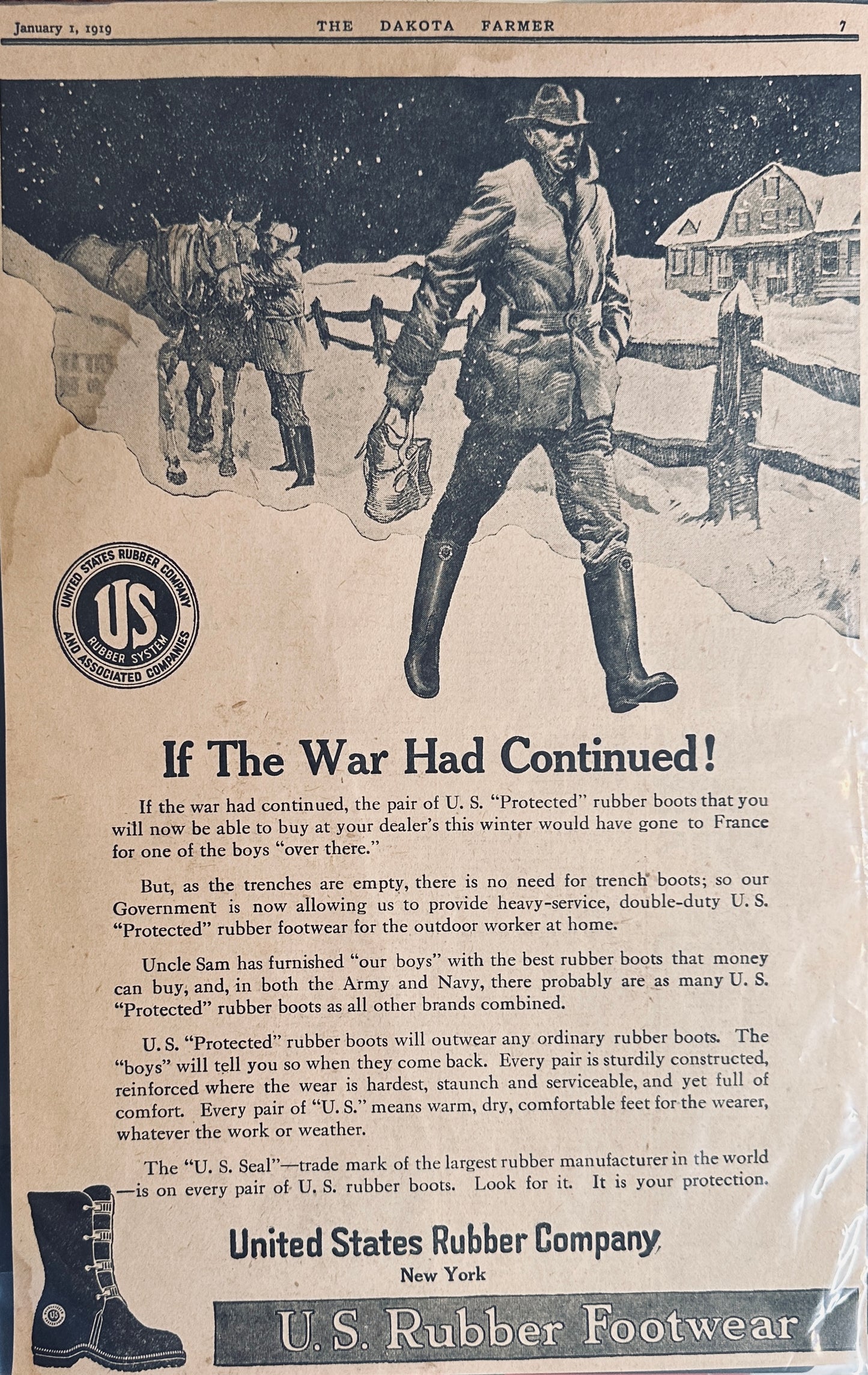 1919 US Rubber Protected Rubber Boots - Now Available at Home - Magazine Ad #418