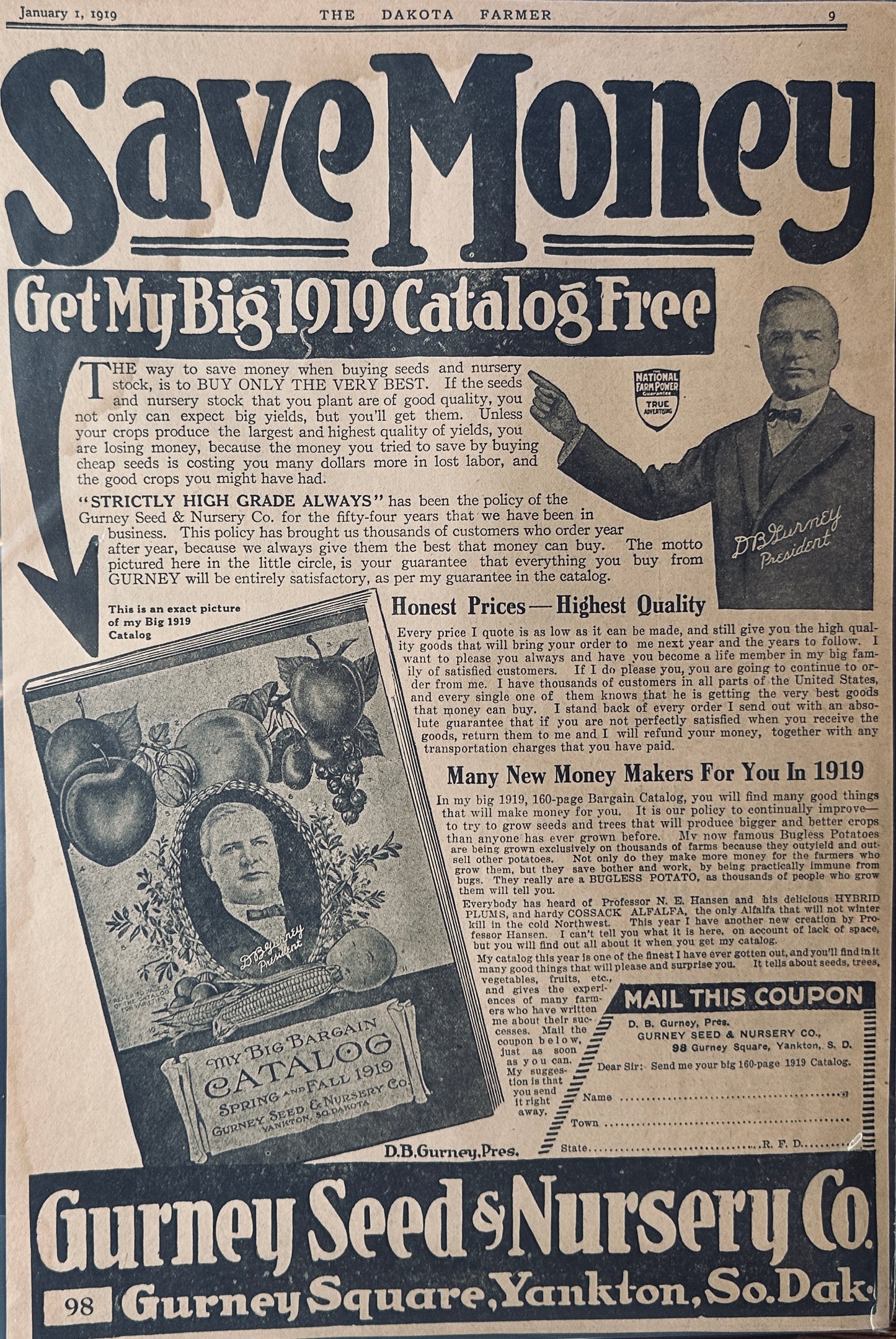 1919 Gurney Seed & Nursery Co Promotional Advertisement