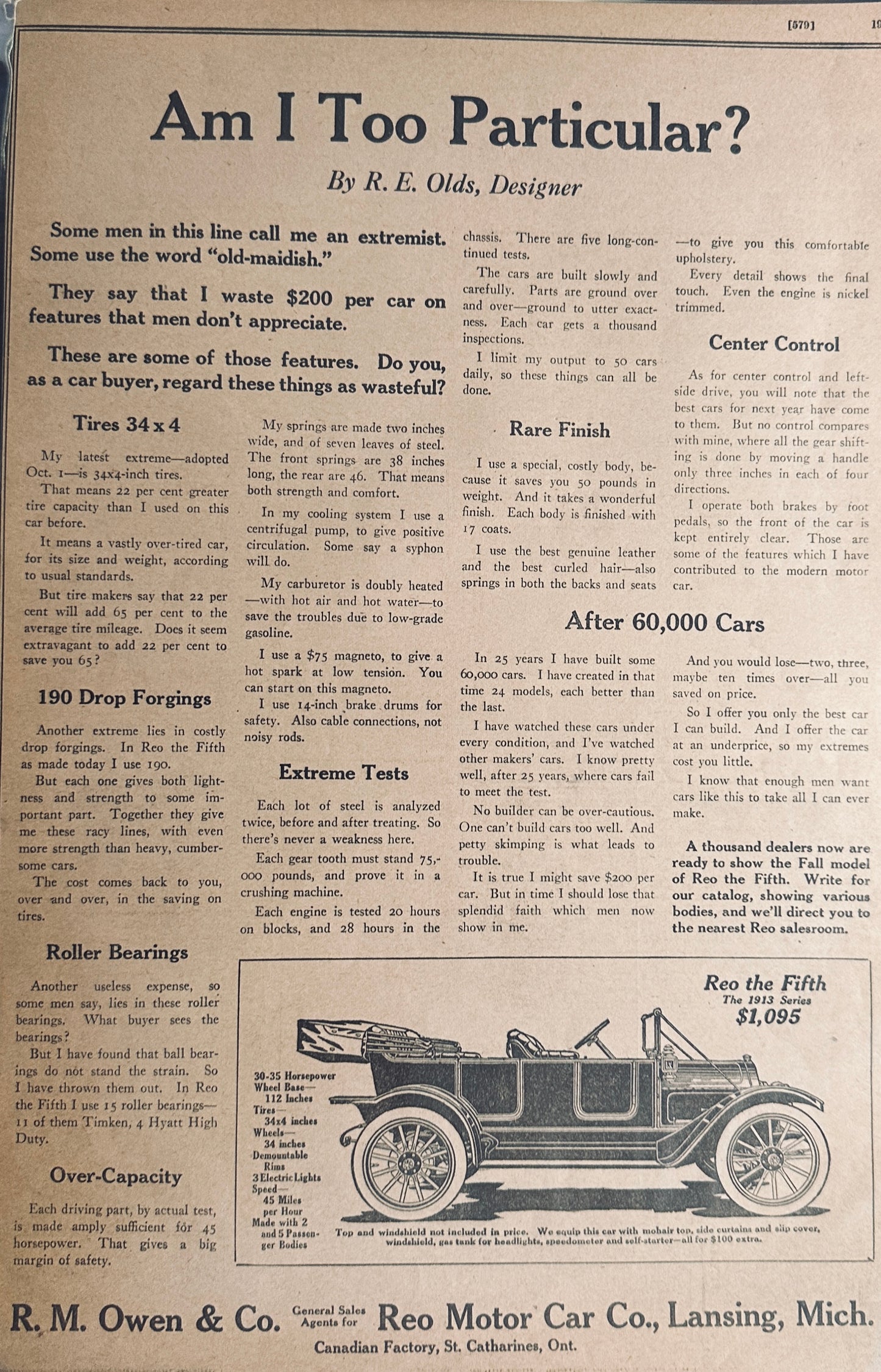 1912 REO the Fifth - Am I too Particular - Magazine Ad