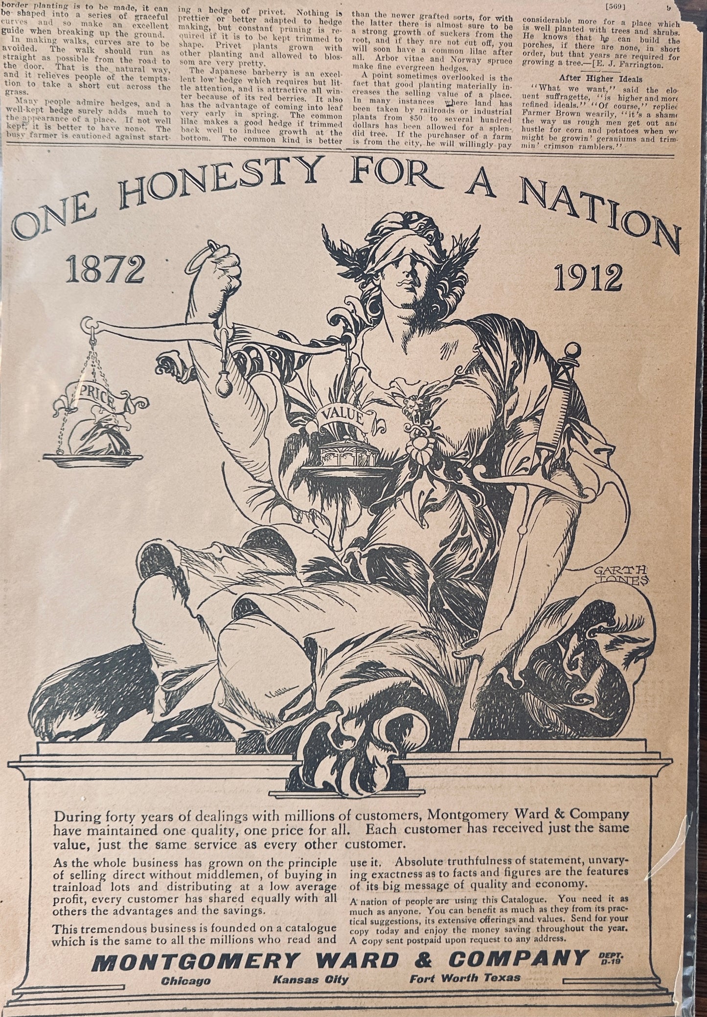 1912 Montgomery Ward Catalog Promotional Advertisement